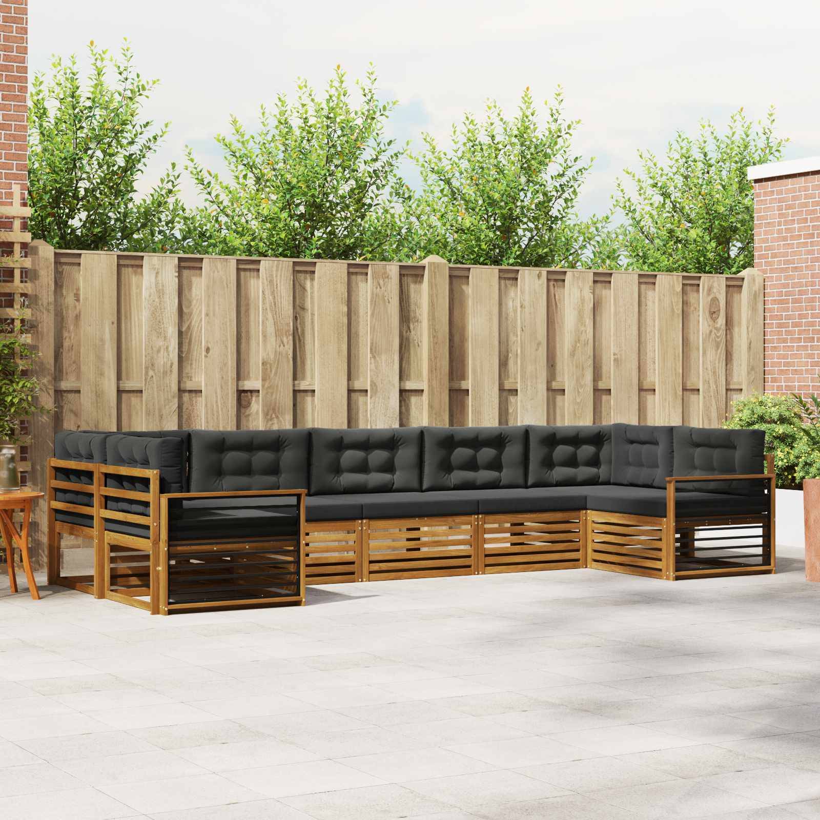 vidaXL Outdoor-Sofagarnitur mit Kissen 7 pcs Natur und Anthrazit