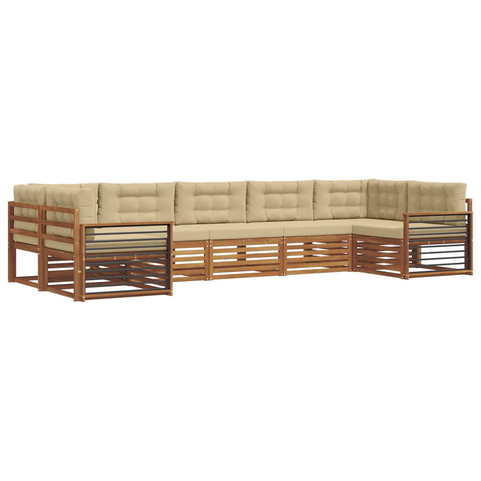 vidaXL Outdoor-Sofagarnitur 7 pcs Natur und Beige Massivholz Akazie