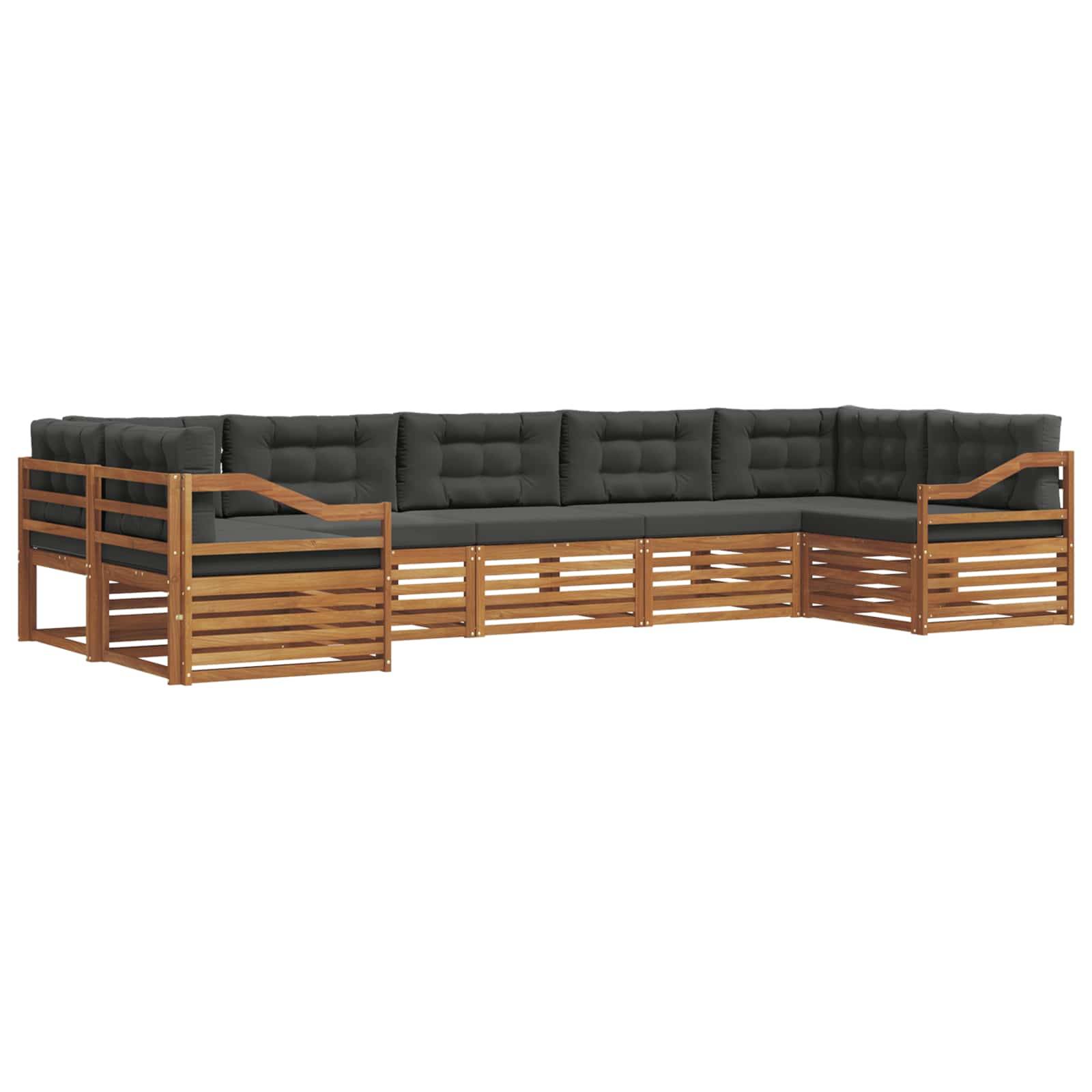 vidaXL Outdoor-Sofagarnitur mit Kissen 7 pcs Natur und Anthrazit