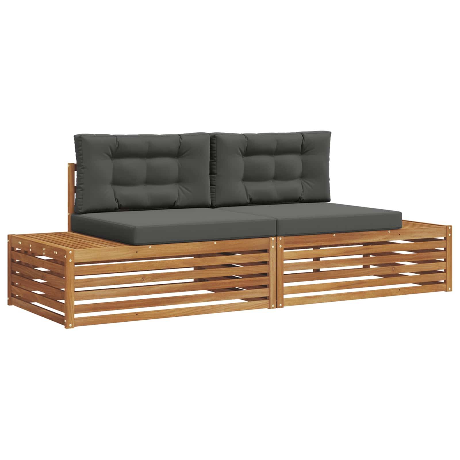 vidaXL Outdoor-Sofagarnitur mit Kissen 2 Stück Natur und Anthrazit