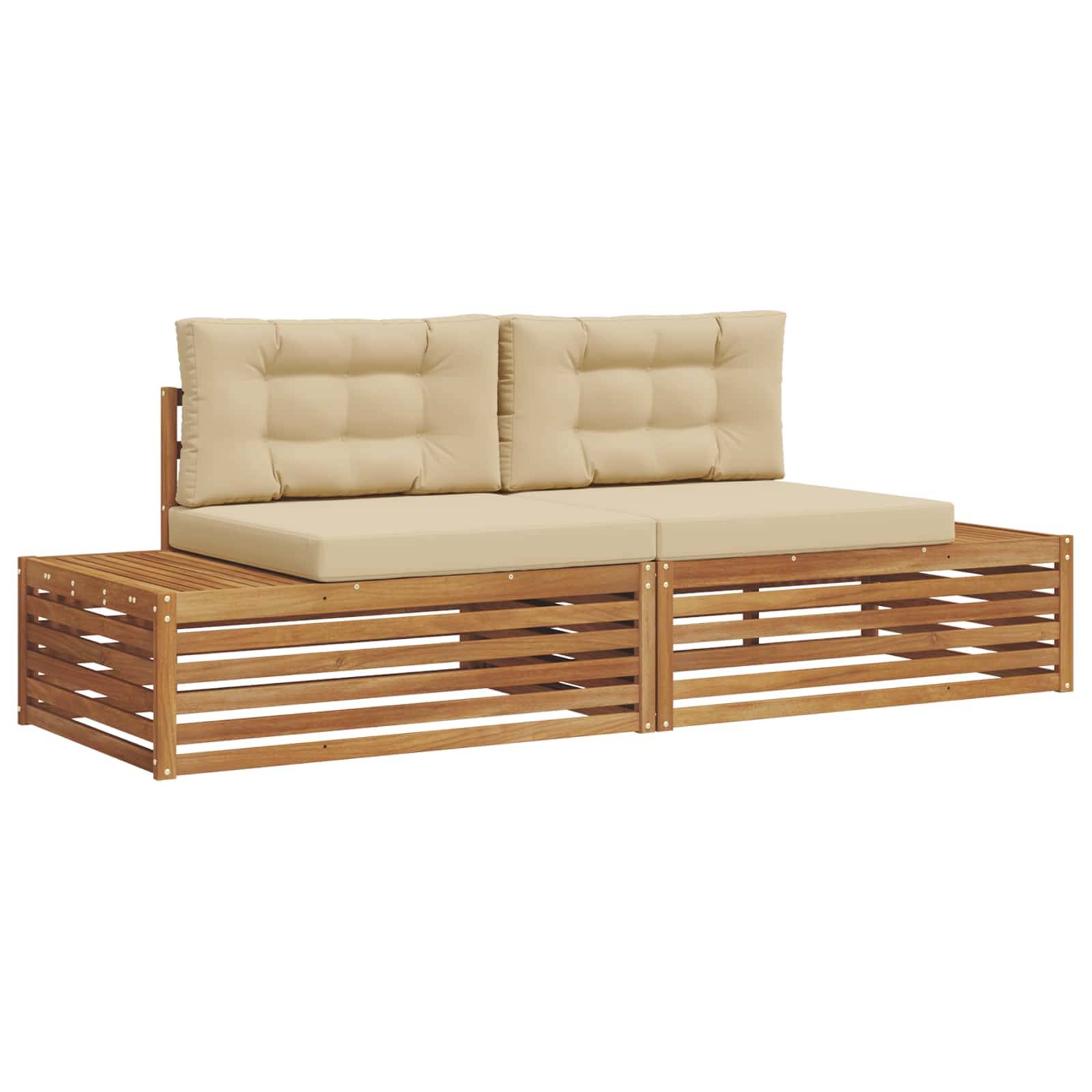 vidaXL Outdoor-Sofagarnitur mit Kissen 2 Stück Natur und Beige