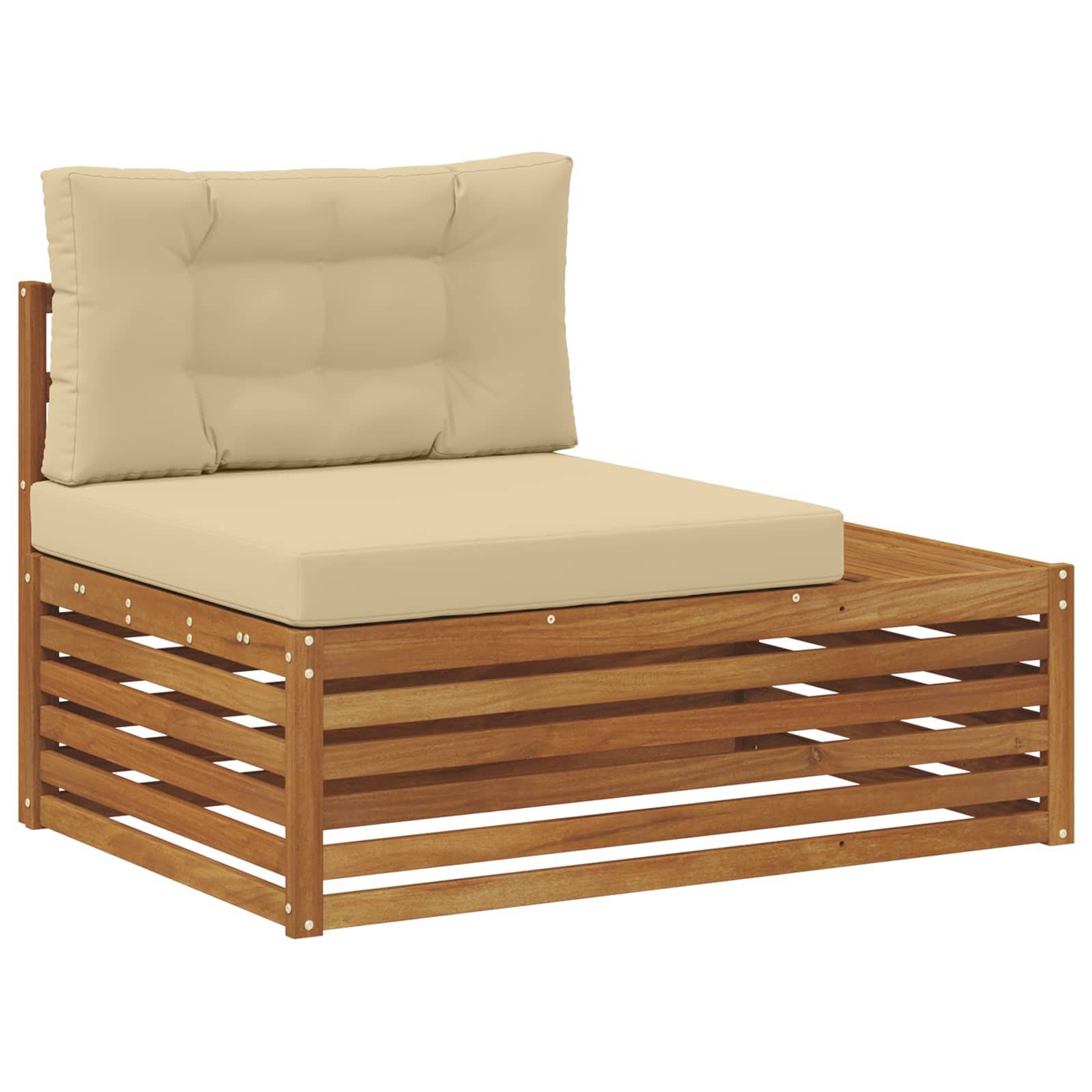 vidaXL Outdoor-Sofagarnitur mit Kissen 2 Stück Natur und Beige