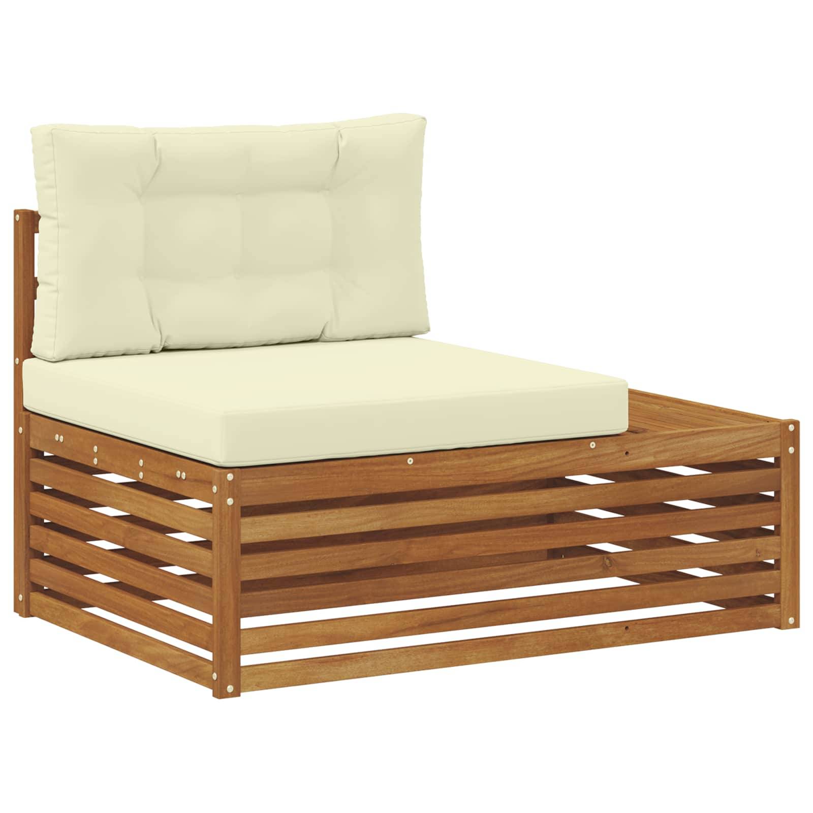 vidaXL Outdoor-Sofagarnitur mit Kissen 3 Stück Natur und Creme