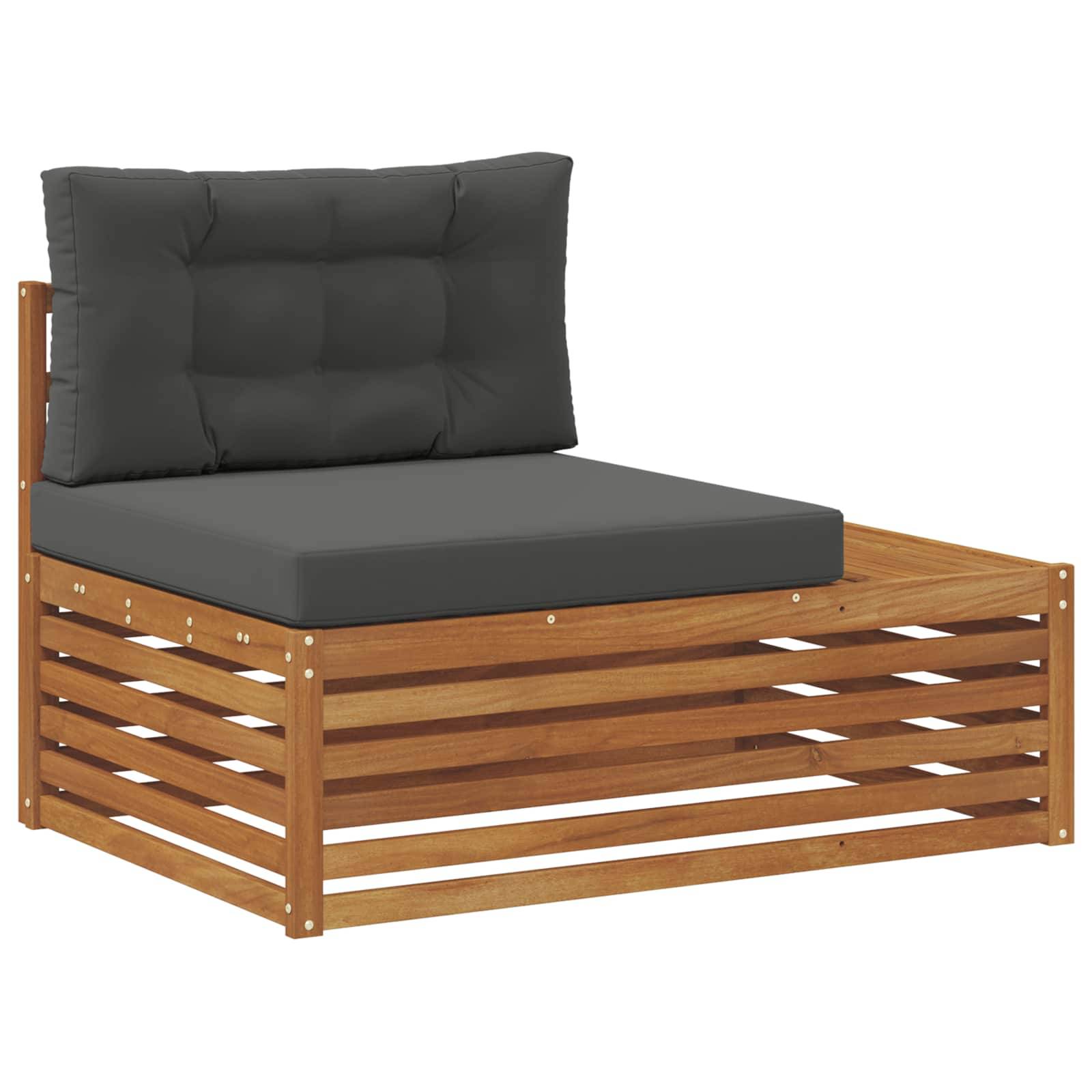 vidaXL Outdoor-Sofagarnitur mit Kissen 2 Stück Natur und Anthrazit