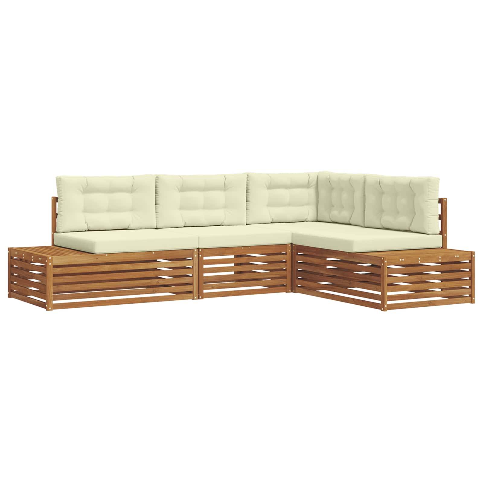vidaXL Outdoor-Sofagarnitur mit Kissen 4 Stück Natur und Creme