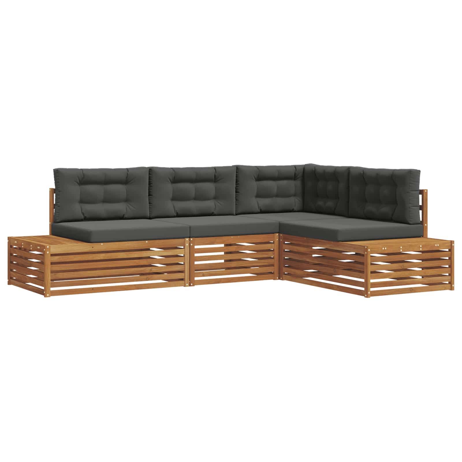 vidaXL Outdoor-Sofagarnitur mit Kissen 4 Stück Natur und Anthrazit