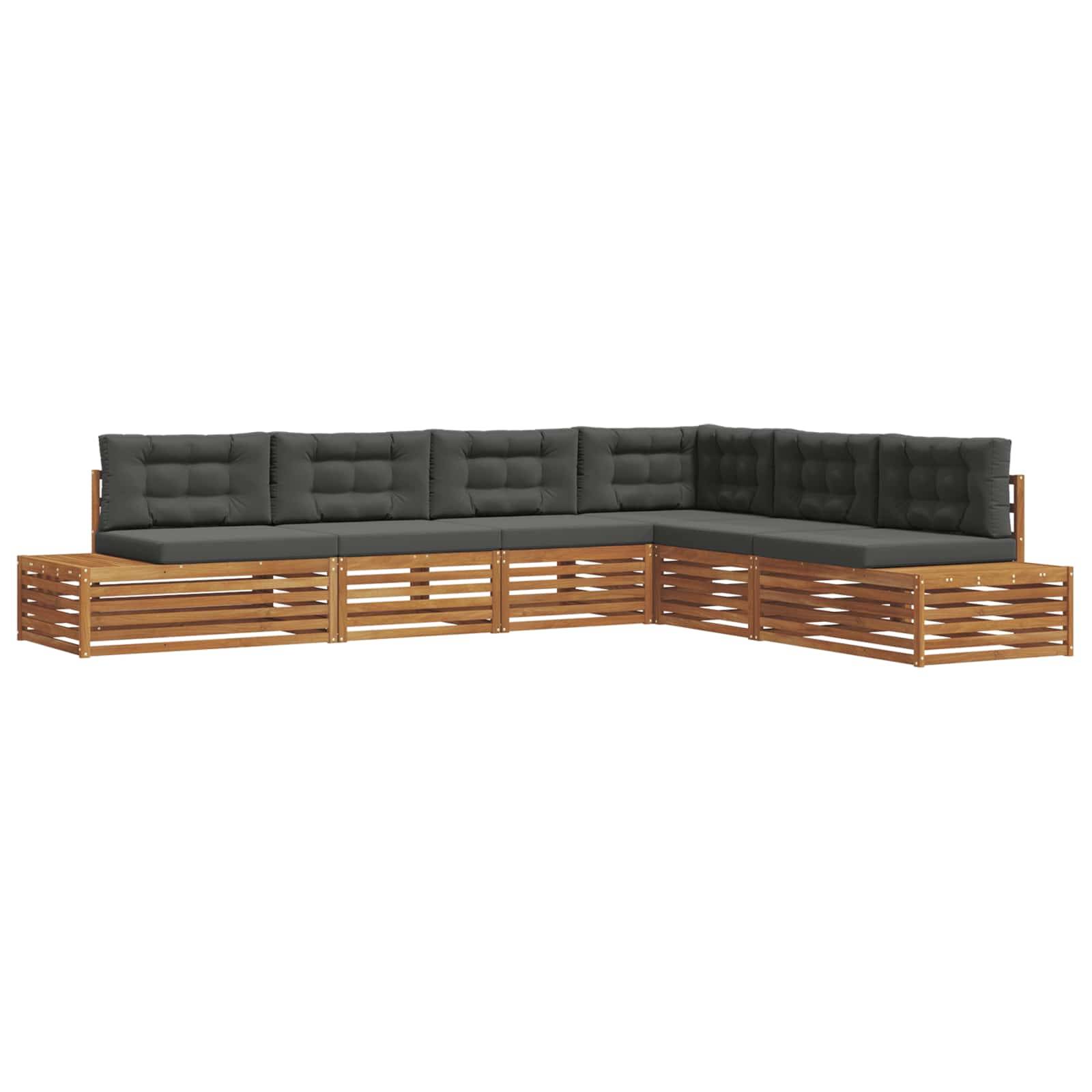 vidaXL Outdoor-Sofagarnitur mit Kissen 6 Stück Natur und Anthrazit