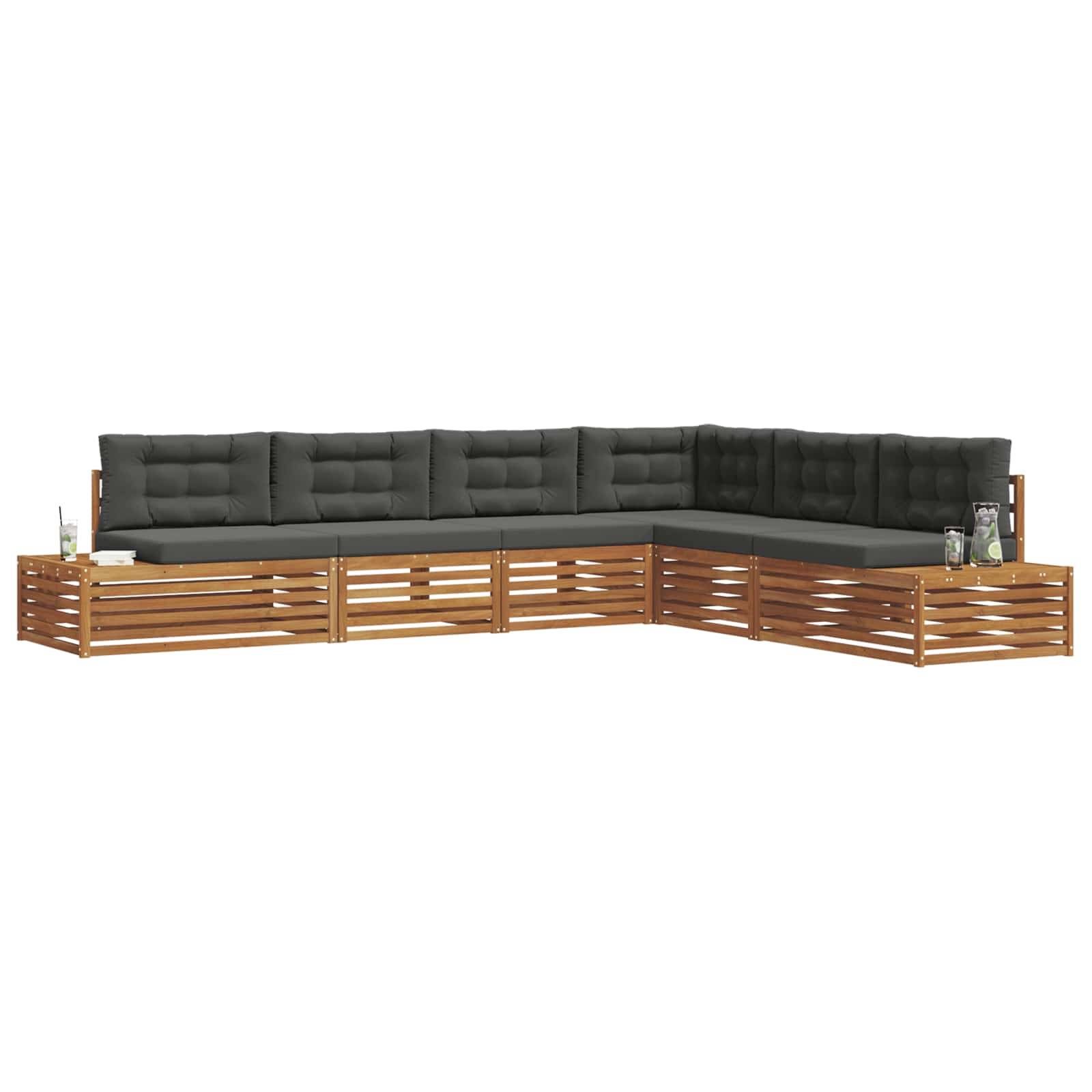 vidaXL Outdoor-Sofagarnitur mit Kissen 6 Stück Natur und Anthrazit