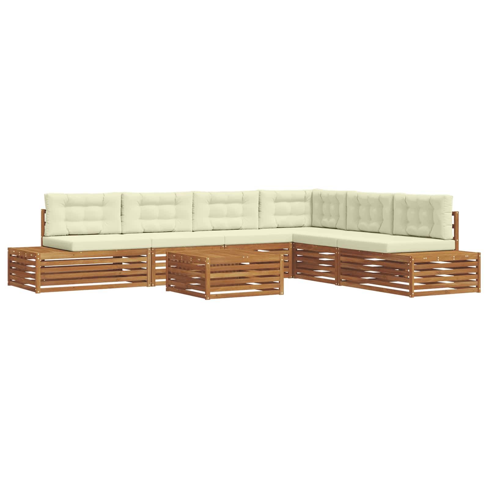 vidaXL Outdoor-Sofagarnitur mit Kissen 7 Stück Natur und Creme