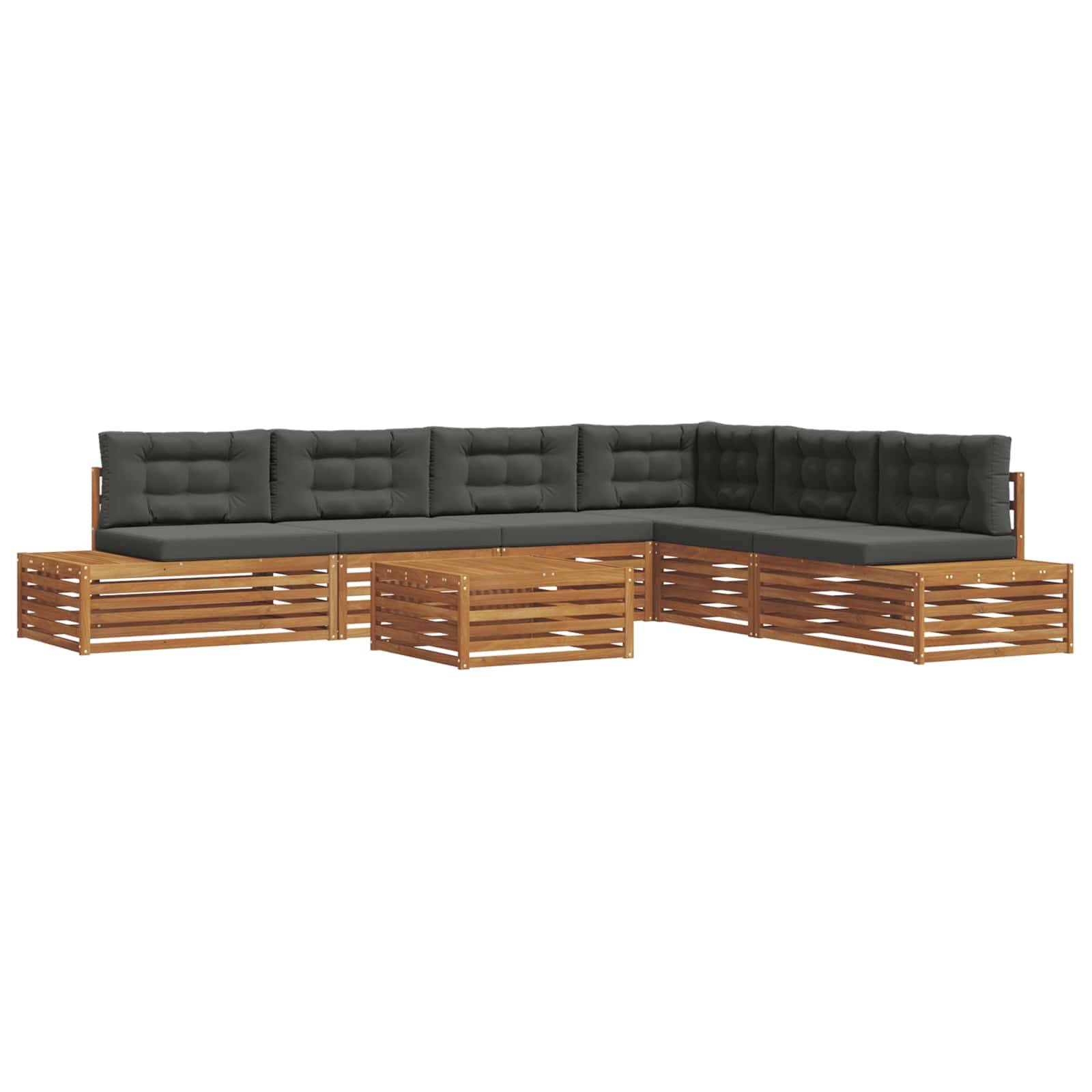 vidaXL Outdoor-Sofagarnitur mit Kissen 7 Stück Natur und Anthrazit
