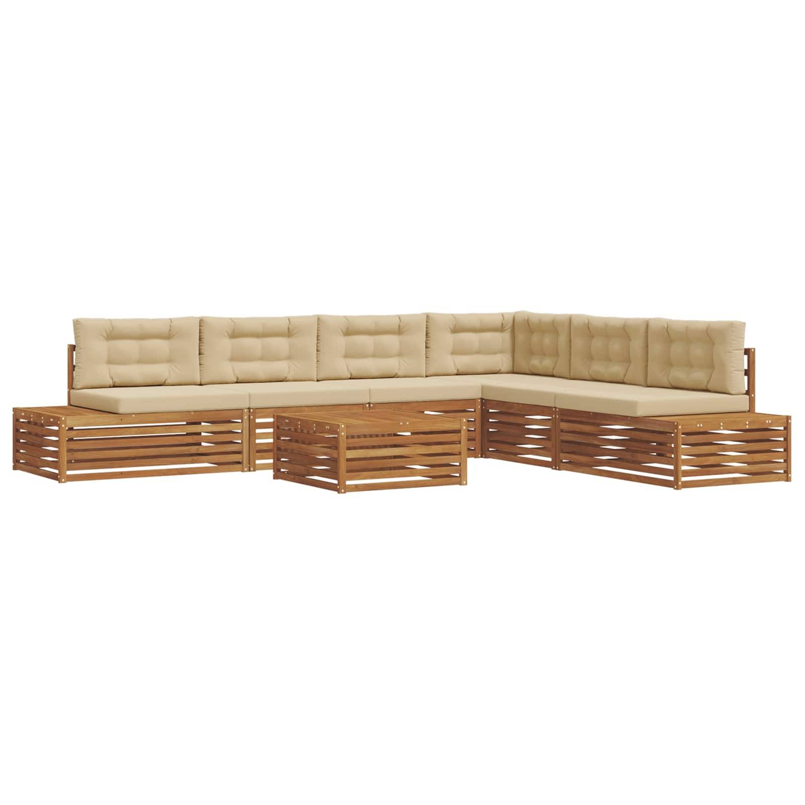 vidaXL Outdoor-Sofagarnitur mit Kissen 7 Stück Natur und Beige