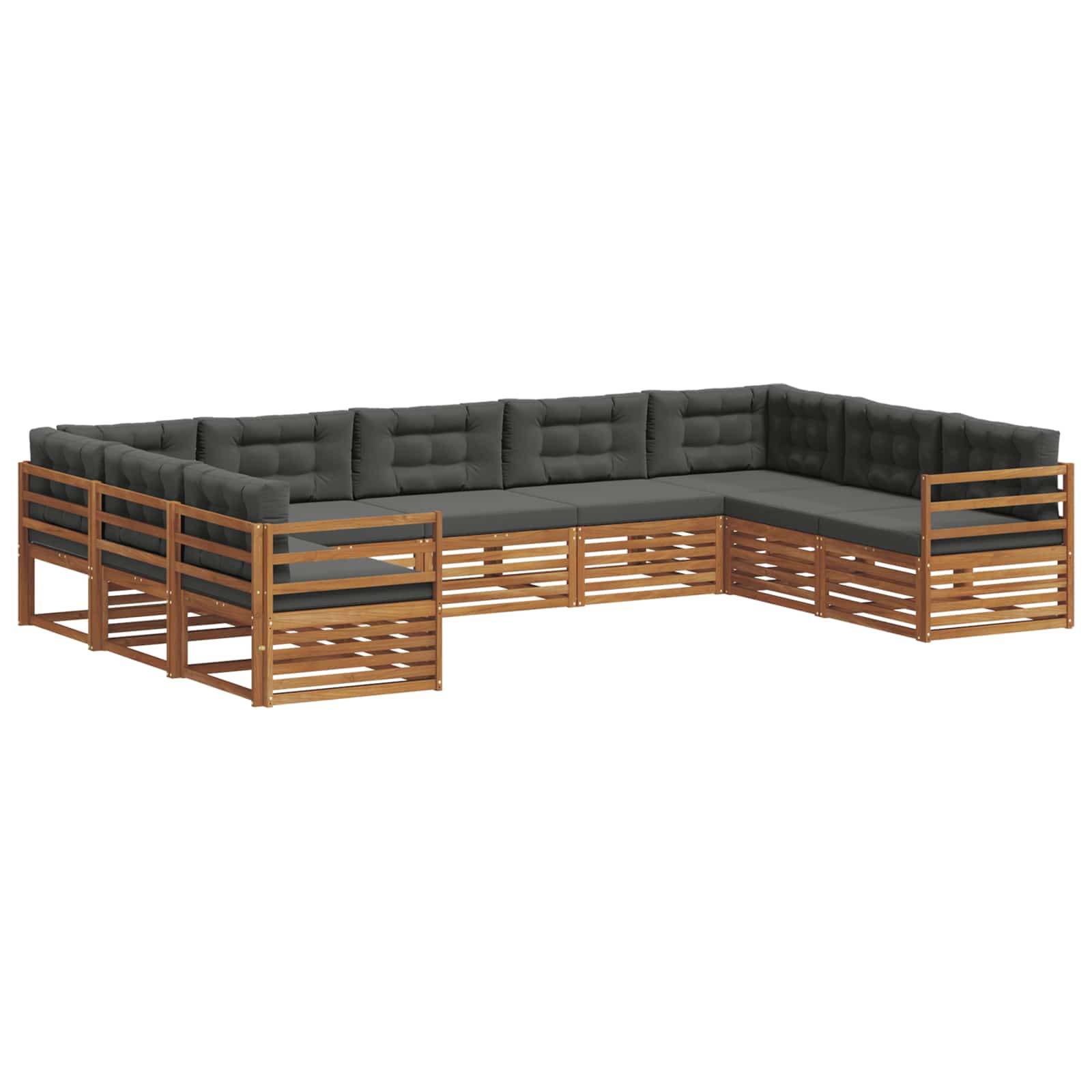 vidaXL Outdoor-Sofagarnitur mit Kissen 9 pcs Natur und Anthrazit