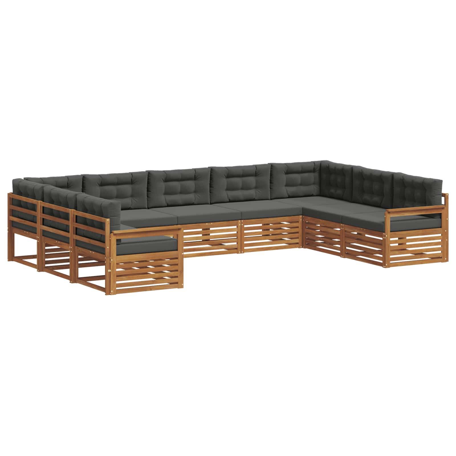 vidaXL Outdoor-Sofagarnitur mit Kissen 9 pcs Natur und Anthrazit