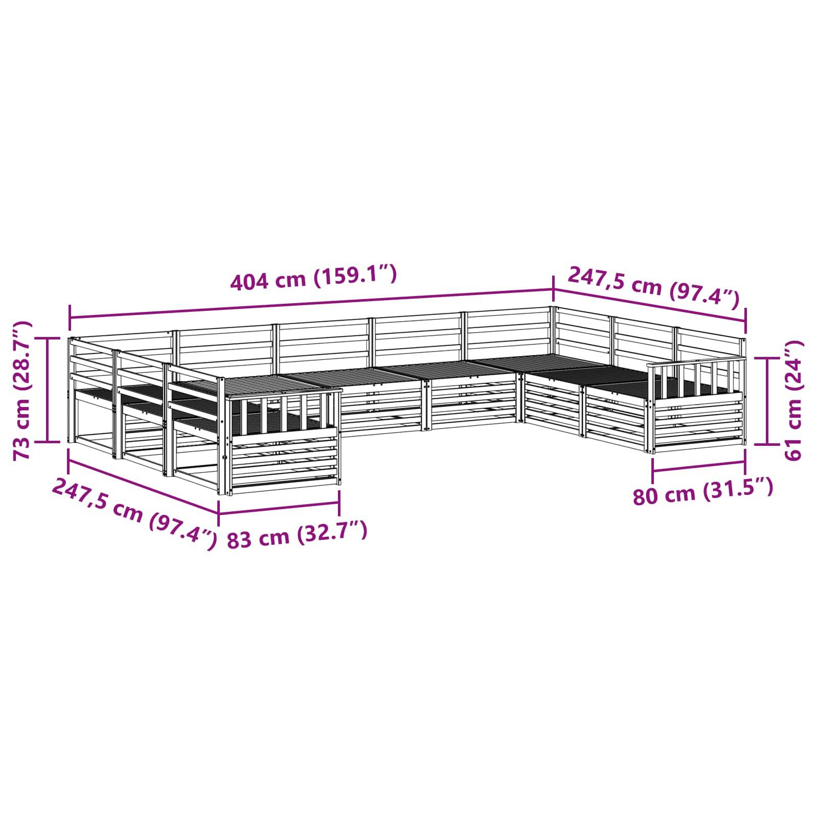 vidaXL Sofagarnituren 9 pcs Natur Massivholz Akazie