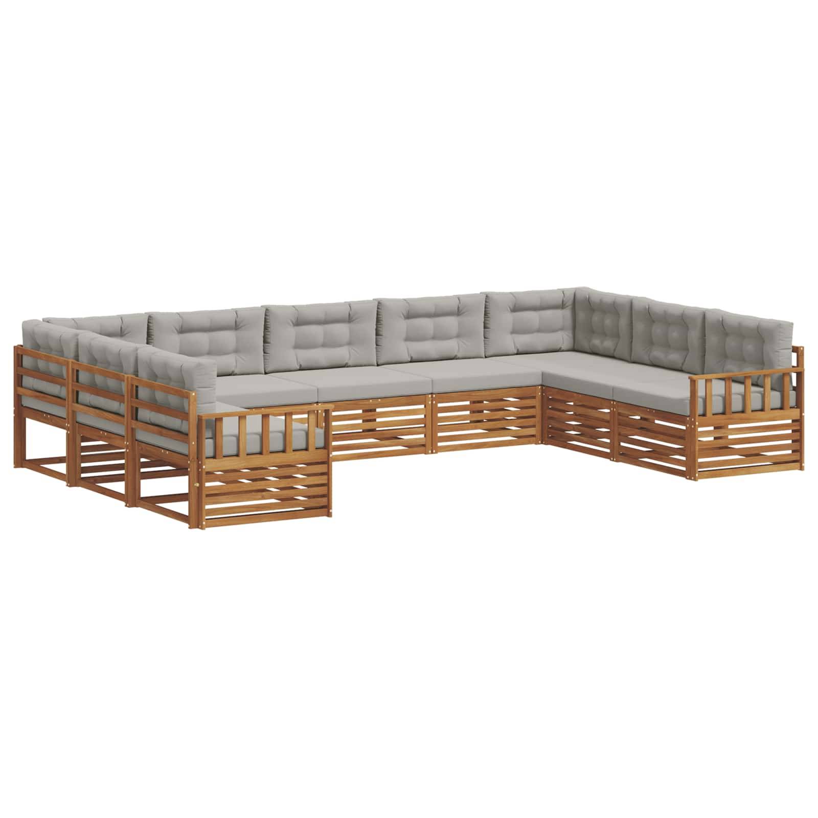 vidaXL Outdoor-Sofagarnitur mit Kissen 9 pcs Natürlich und Hellgrau