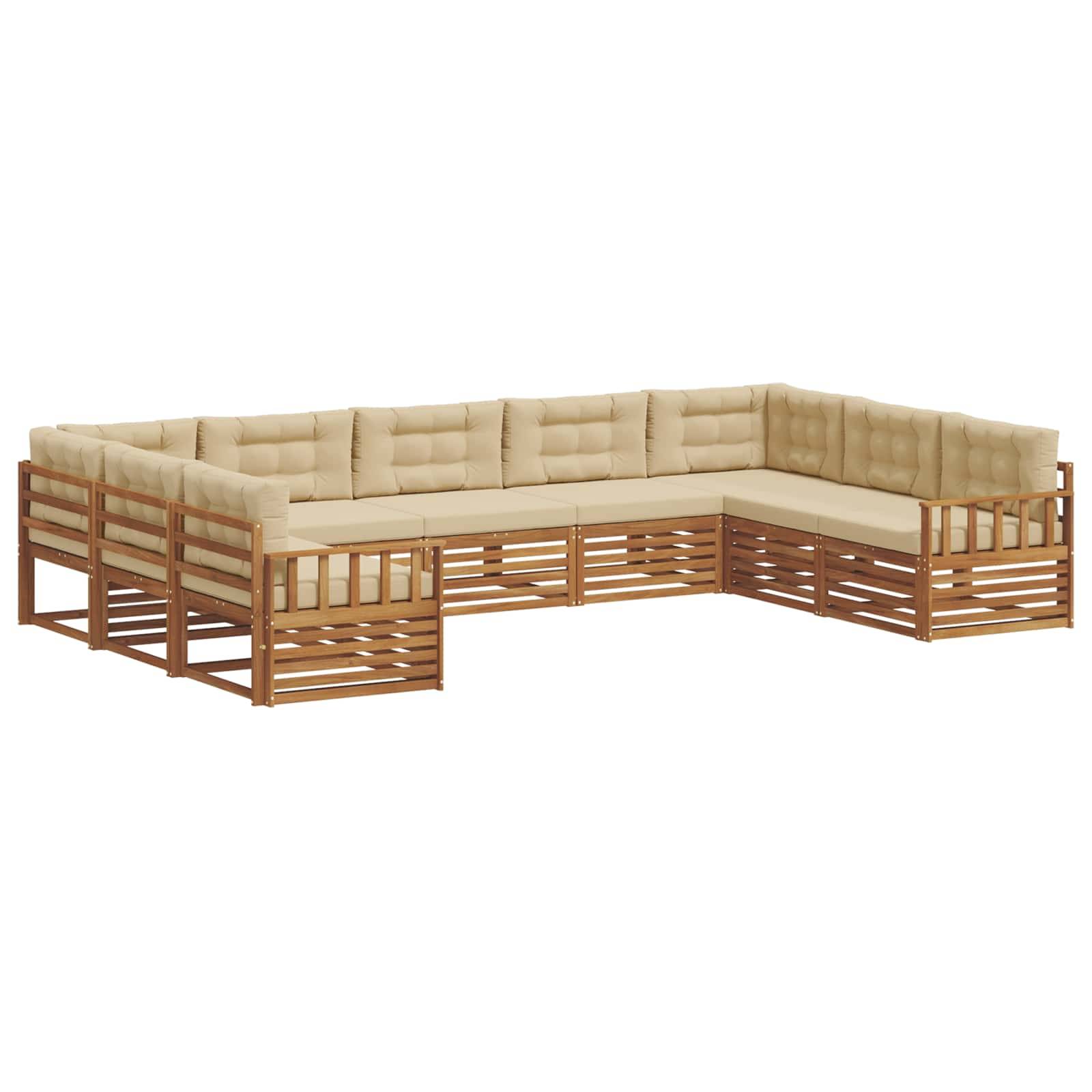 vidaXL Outdoor-Sofagarnitur 9 pcs Natur und Beige Massivholz Akazie