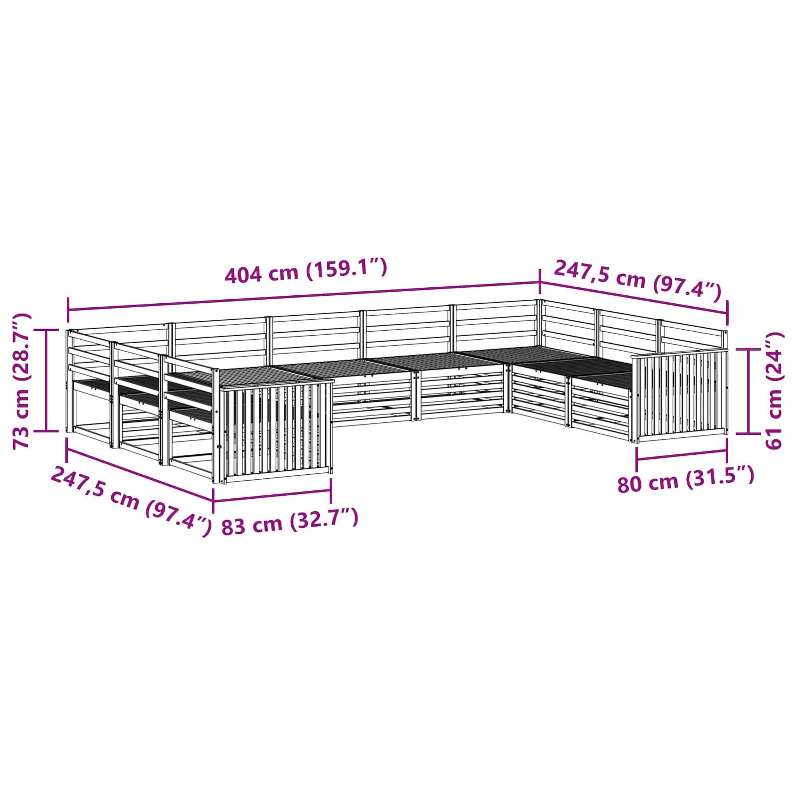 vidaXL Sofagarnituren 9 pcs Natur Massivholz Akazie