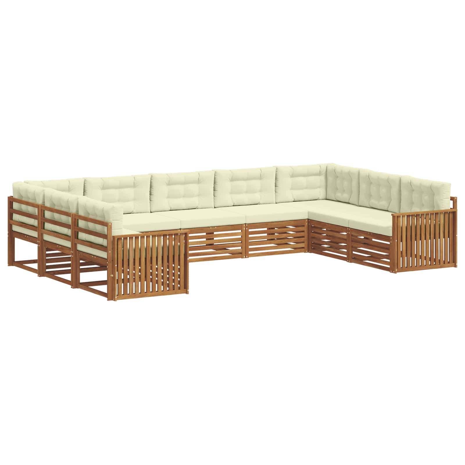 vidaXL Outdoor-Sofagarnitur 9 pcs Natur und Creme Massivholz Akazie