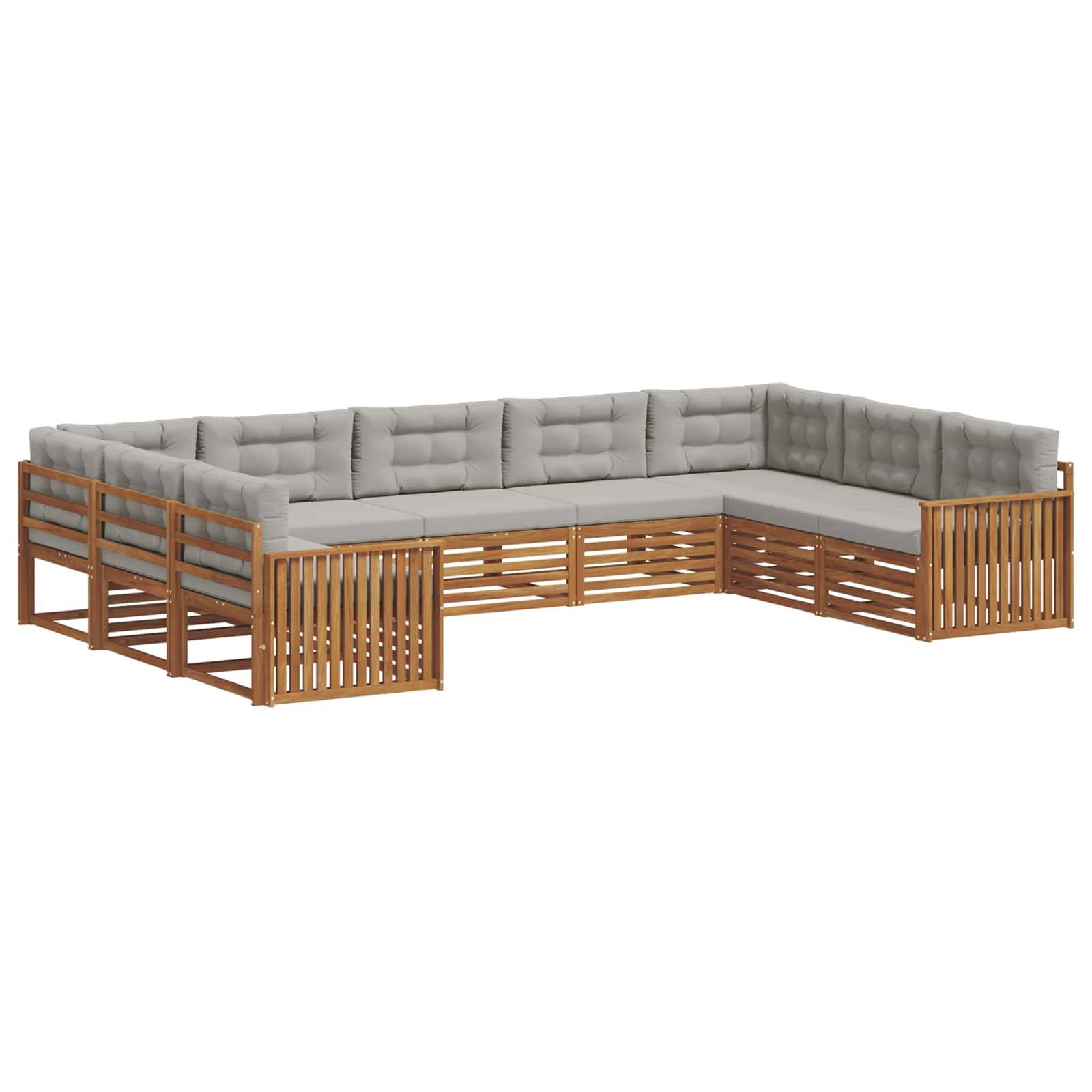 vidaXL Outdoor-Sofagarnitur mit Kissen 9 pcs Natürlich und Hellgrau