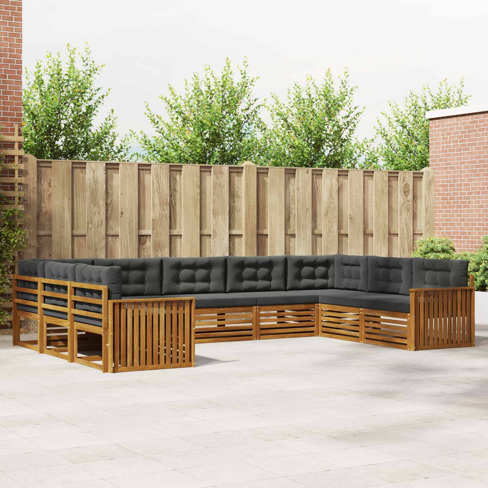 vidaXL Outdoor-Sofagarnitur mit Kissen 9 pcs Natur und Anthrazit