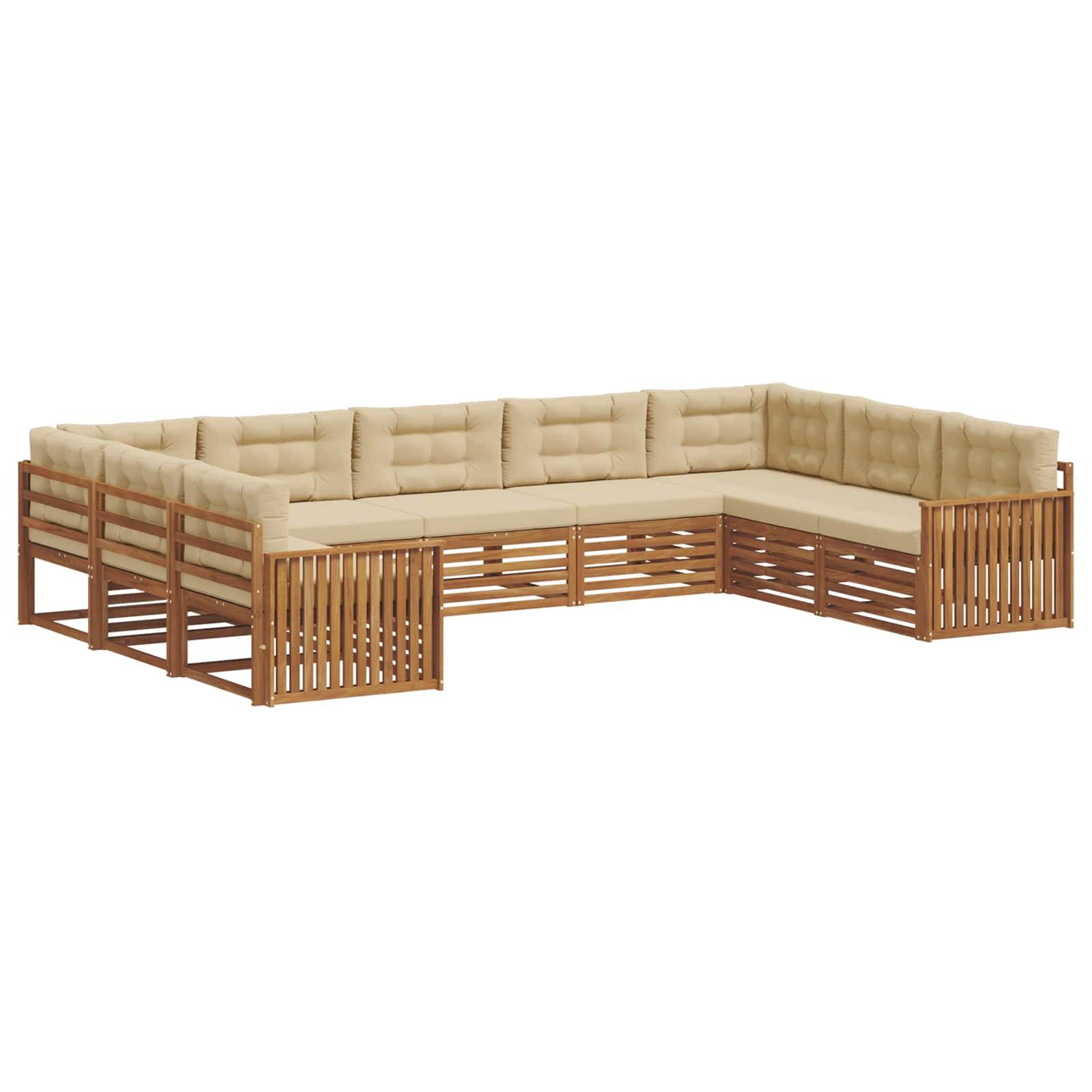vidaXL Outdoor-Sofagarnitur 9 pcs Natur und Beige Massivholz Akazie