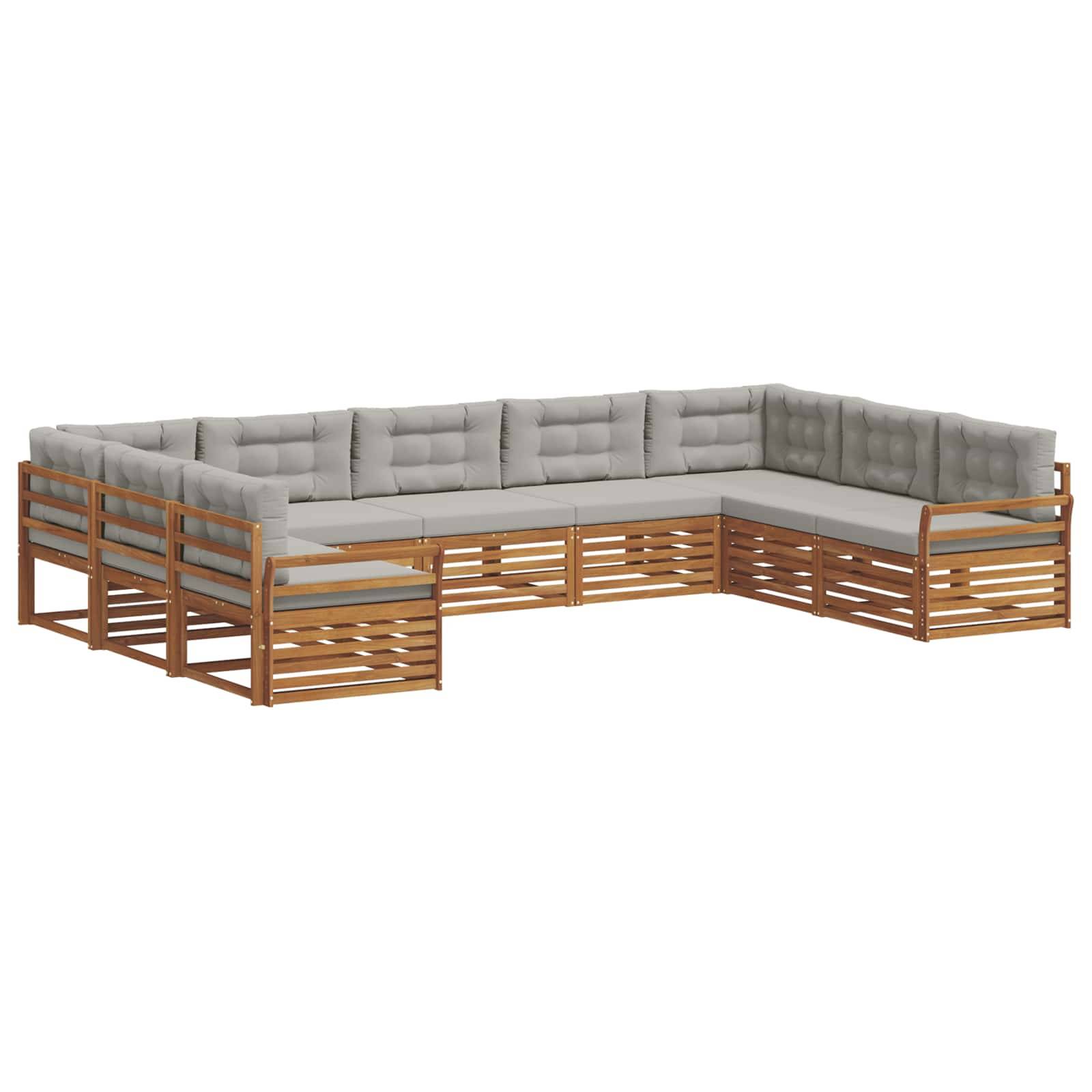 vidaXL Outdoor-Sofagarnitur mit Kissen 9 pcs Natürlich und Hellgrau