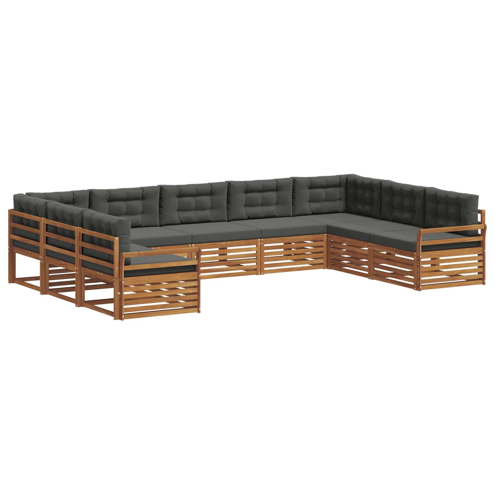 vidaXL Outdoor-Sofagarnitur mit Kissen 9 pcs Natur und Anthrazit