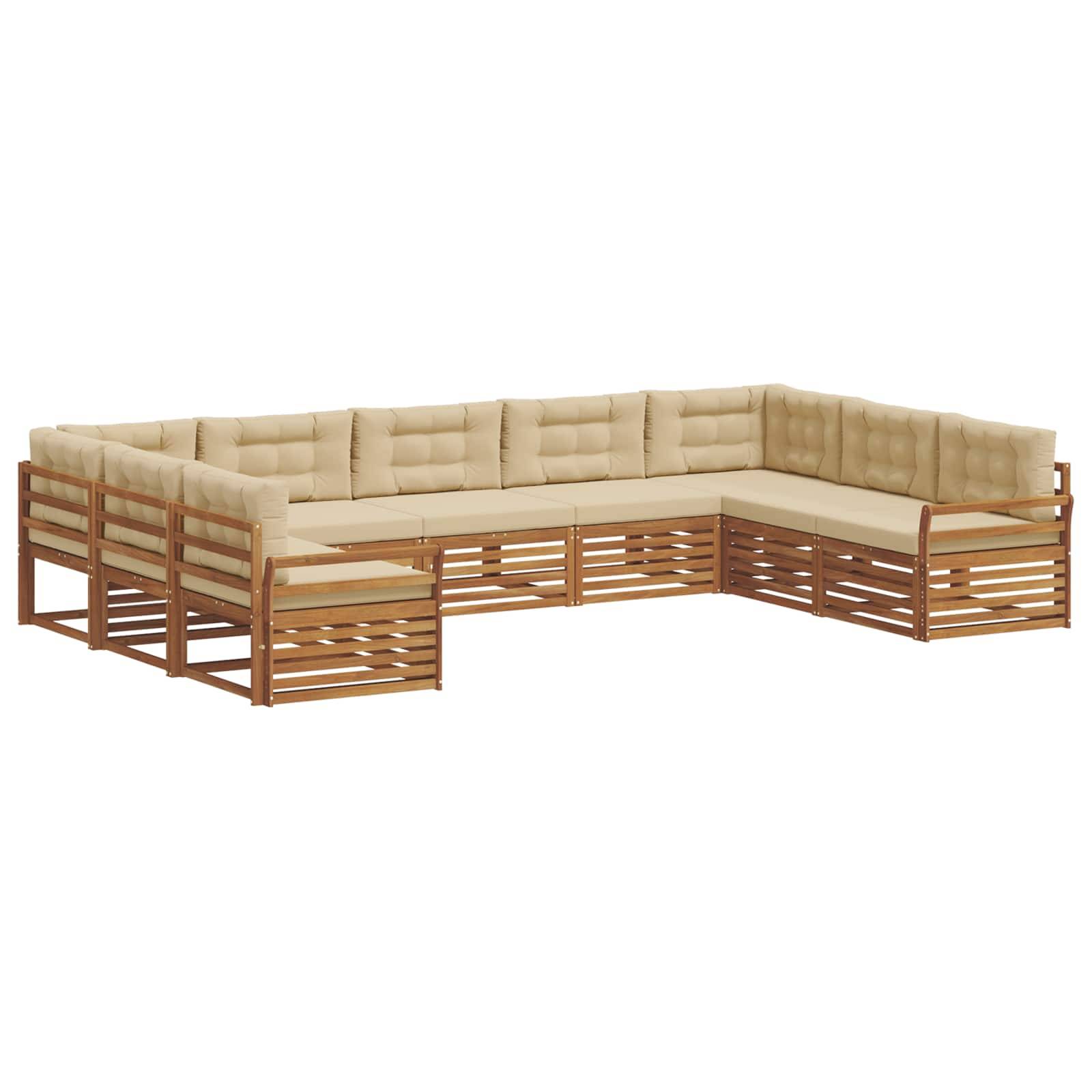 vidaXL Outdoor-Sofagarnitur 9 pcs Natur und Beige Massivholz Akazie