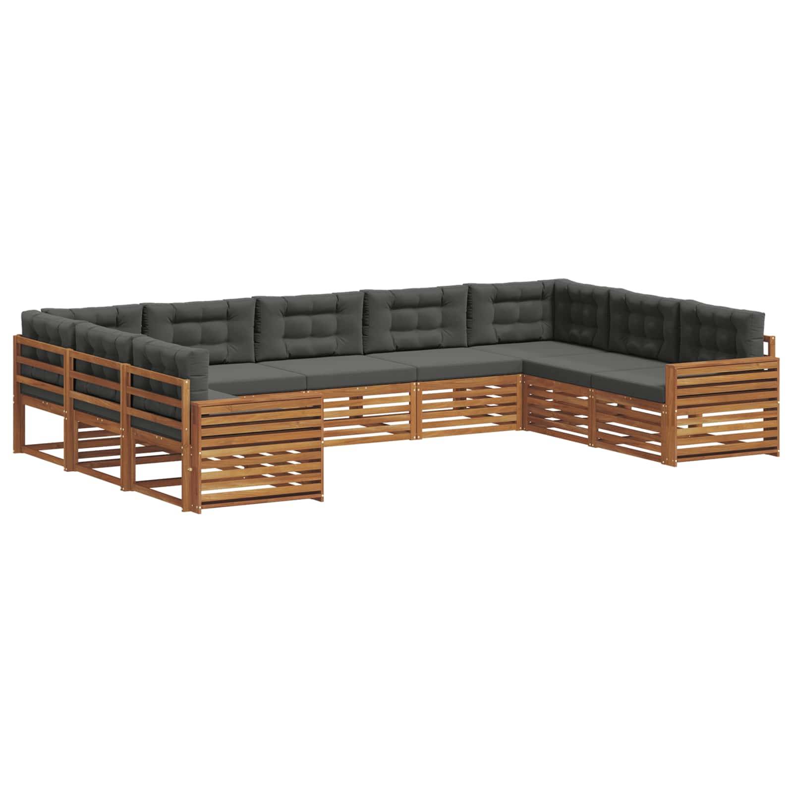 vidaXL Outdoor-Sofagarnitur mit Kissen 9 pcs Natur und Anthrazit