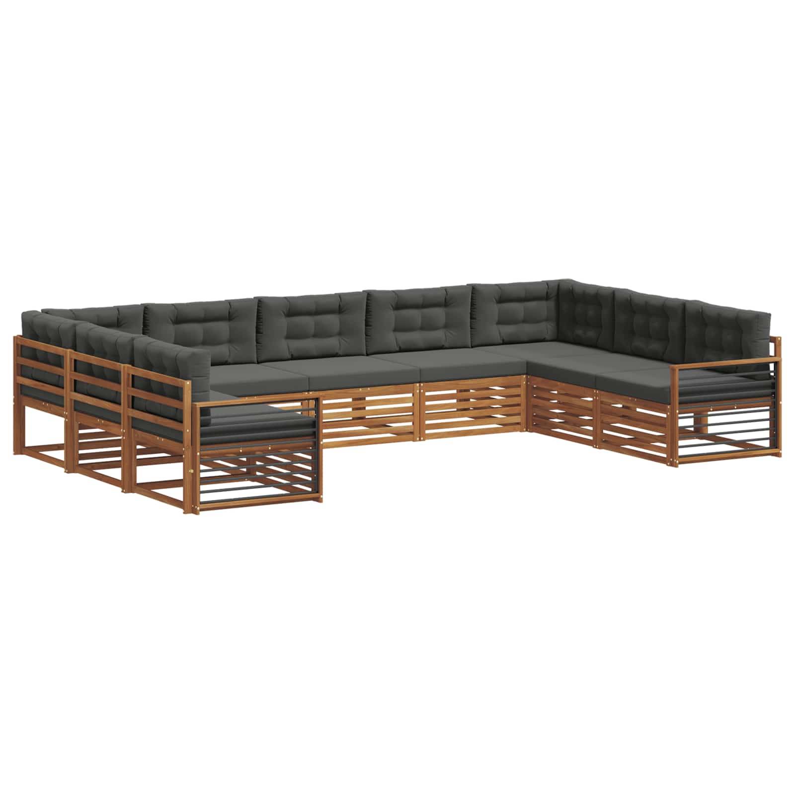 vidaXL Outdoor-Sofagarnitur mit Kissen 9 pcs Natur und Anthrazit