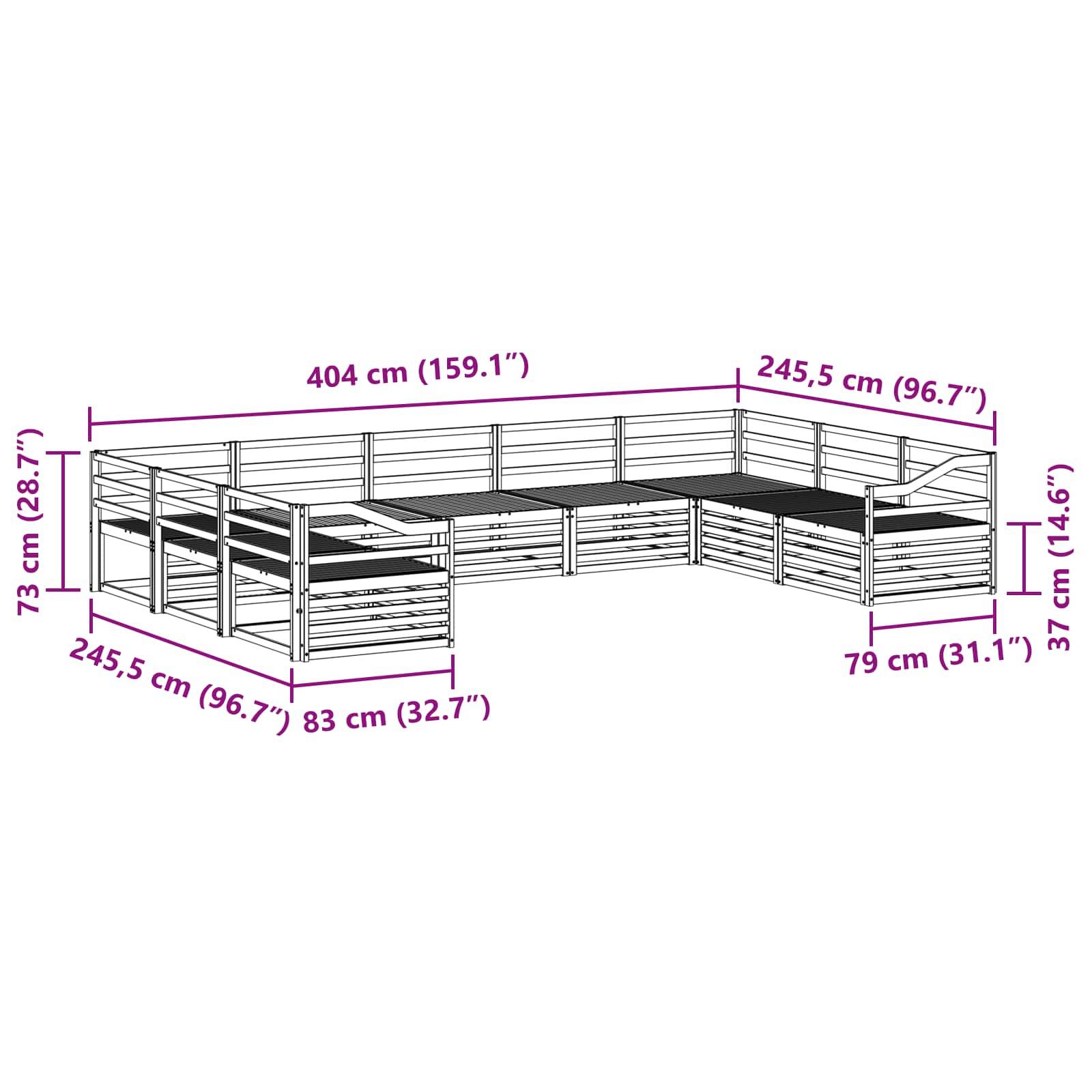 vidaXL Sofagarnituren 9 pcs Natur Massivholz Akazie