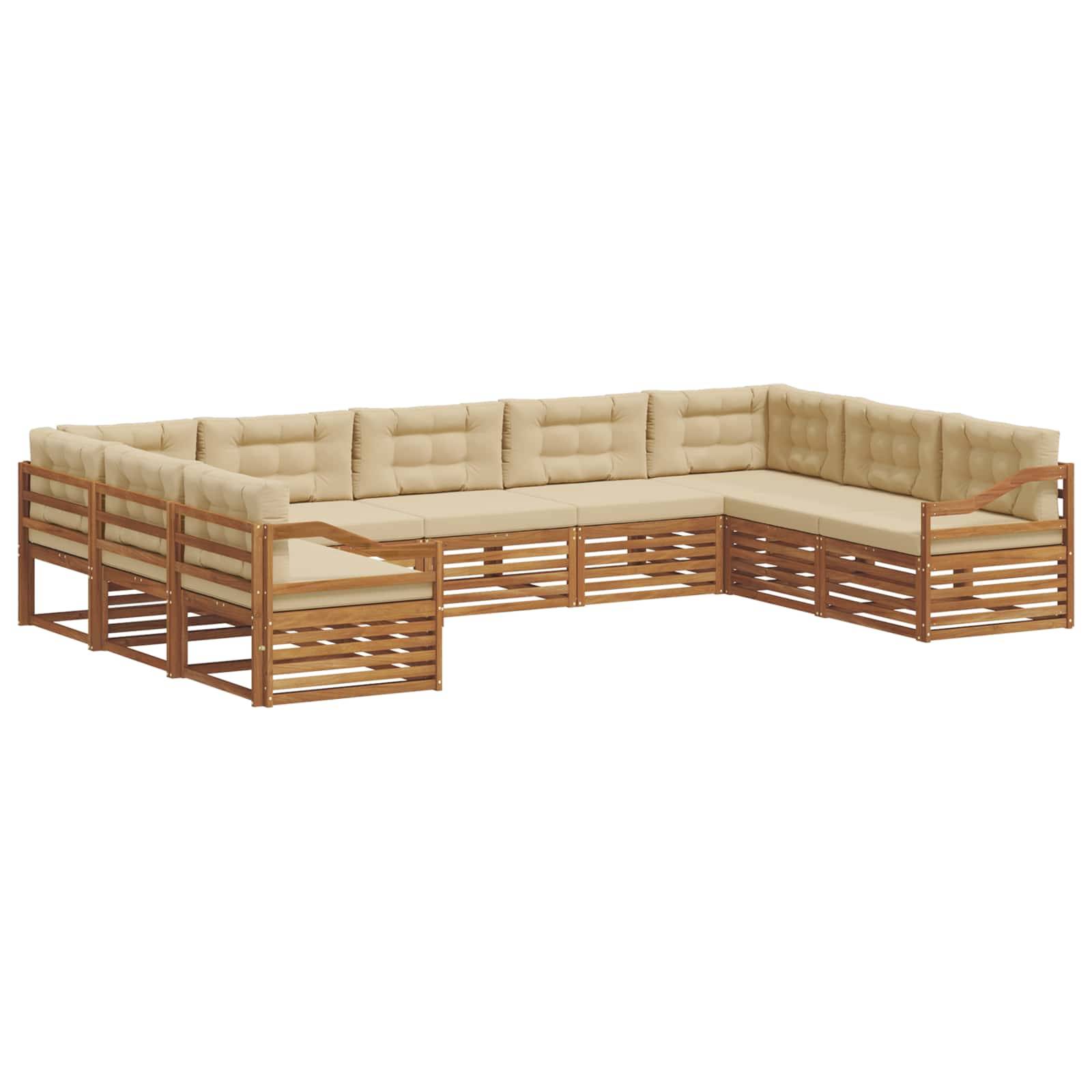 vidaXL Outdoor-Sofagarnitur 9 pcs Natur und Beige Massivholz Akazie