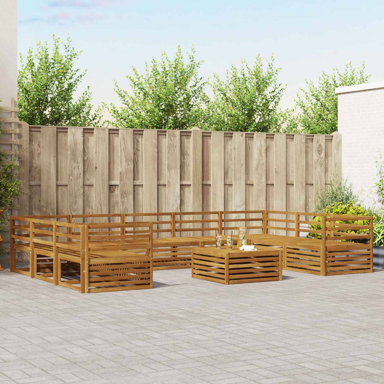vidaXL Outdoor-Sofagarnitur 10 pcs Natur Massivholz Akazie
