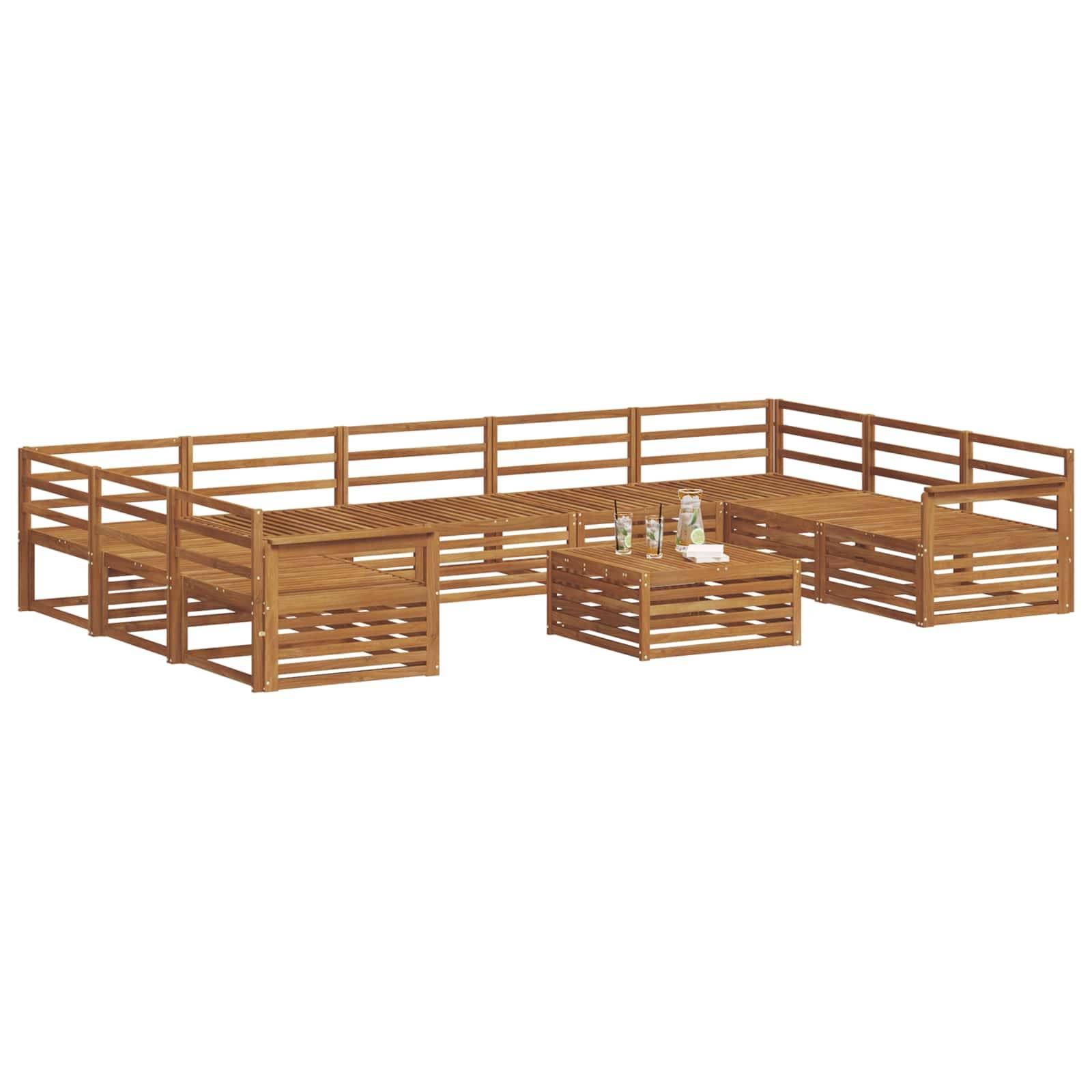 vidaXL Outdoor-Sofagarnitur 10 pcs Natur Massivholz Akazie