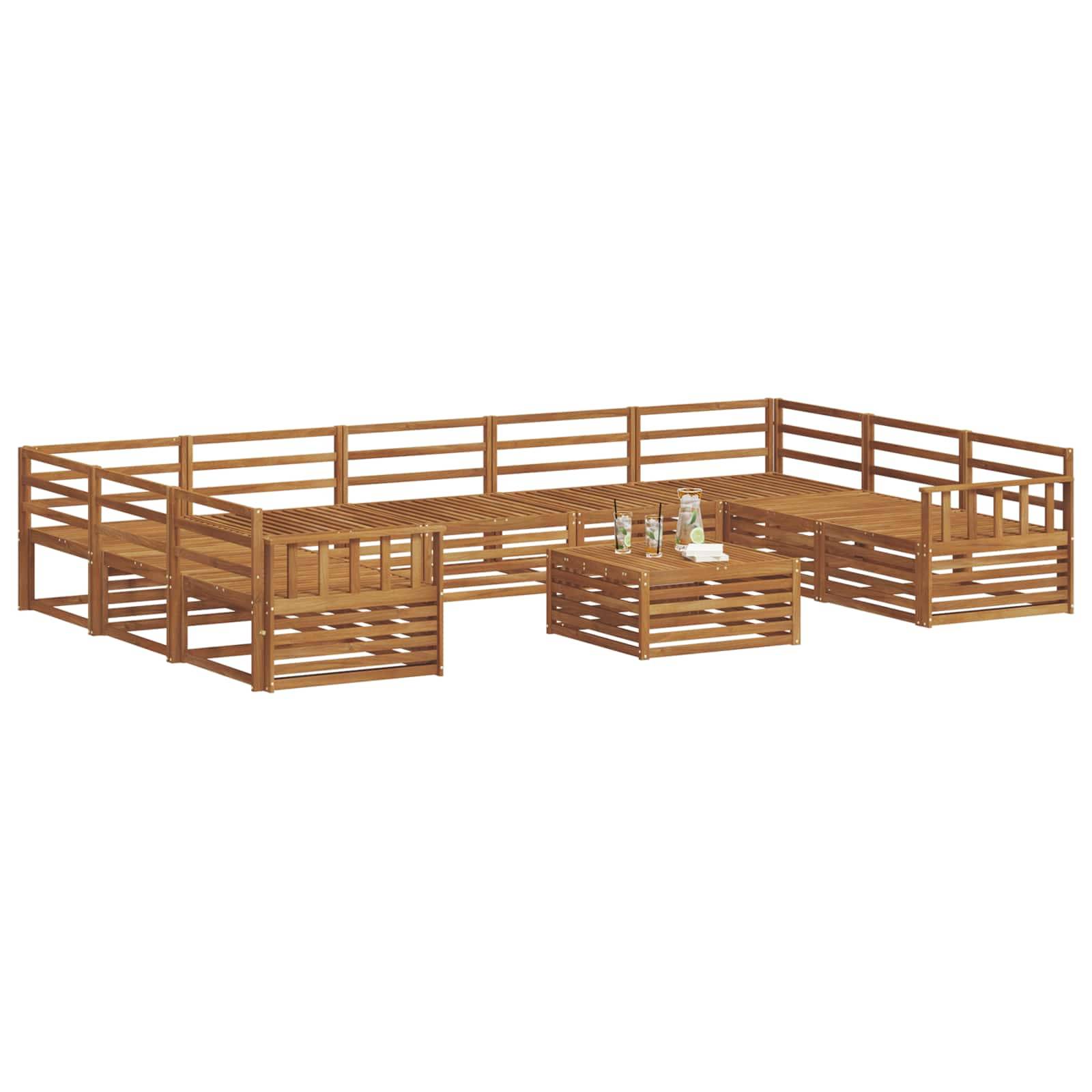 vidaXL Outdoor-Sofagarnitur 10 pcs Natur Massivholz Akazie
