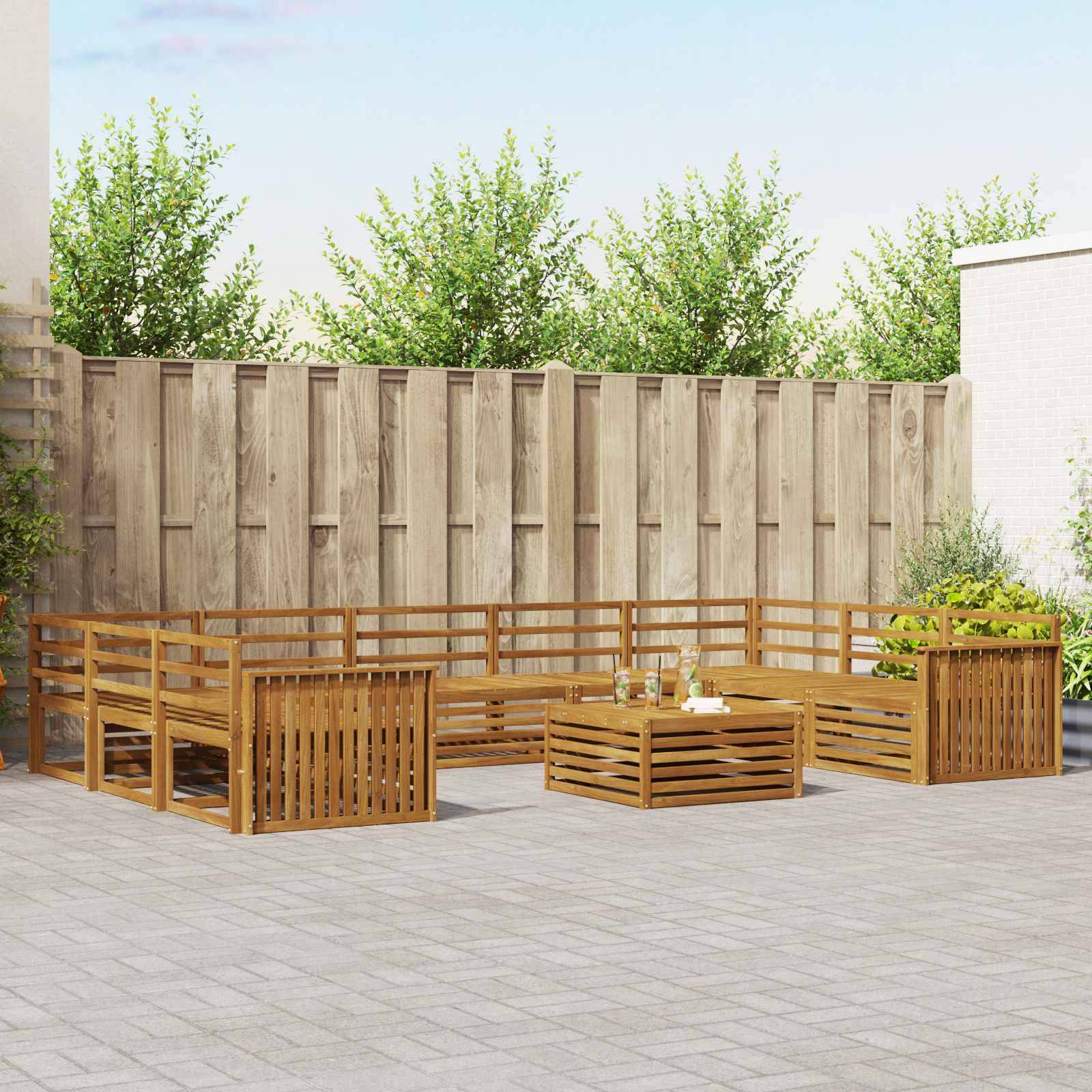 vidaXL Outdoor-Sofagarnitur 10 pcs Natur Massivholz Akazie