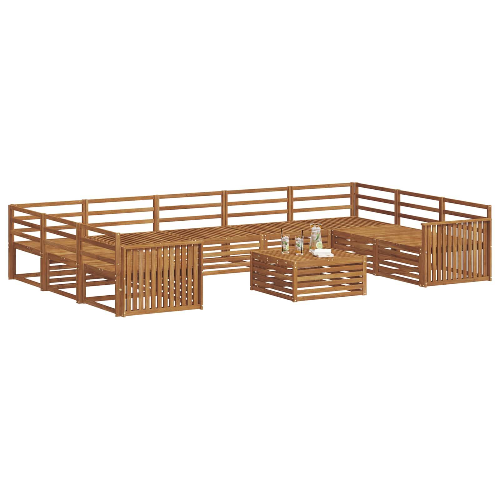 vidaXL Outdoor-Sofagarnitur 10 pcs Natur Massivholz Akazie