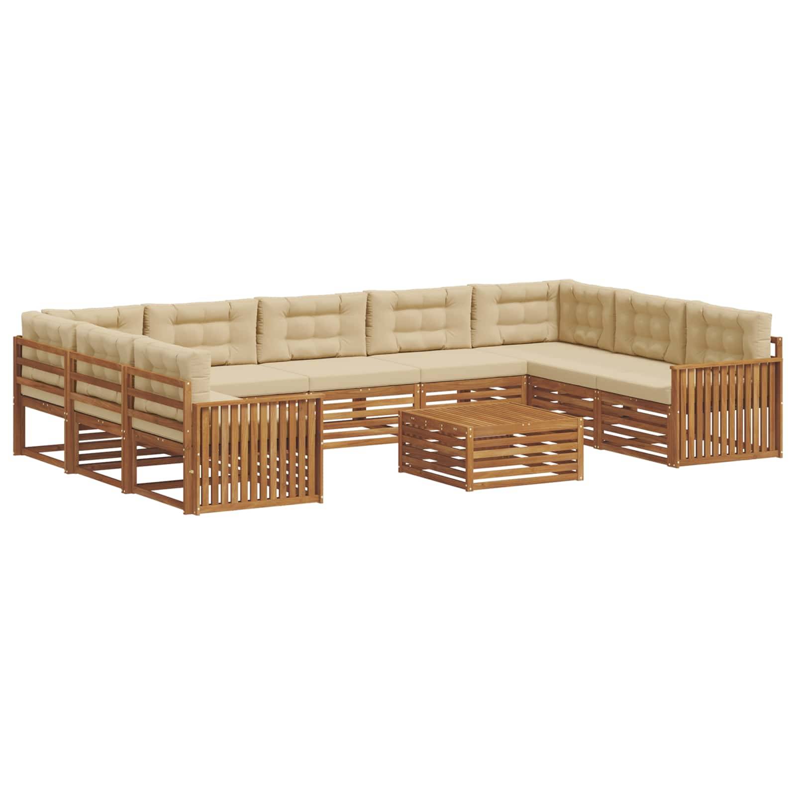 vidaXL Outdoor-Sofagarnitur 10 pcs Natur und Beige Massivholz Akazie