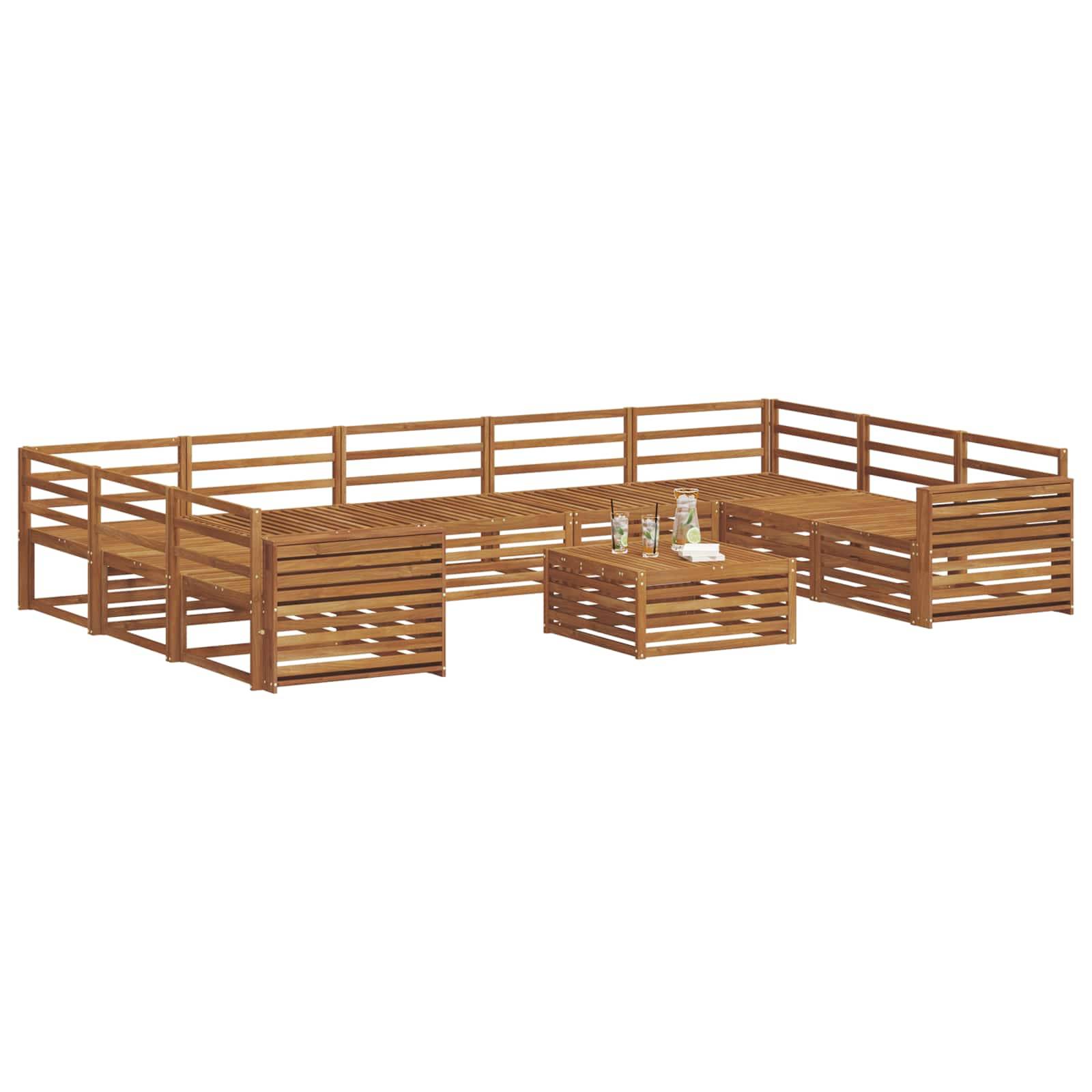 vidaXL Outdoor-Sofagarnitur 10 pcs Natur Massivholz Akazie