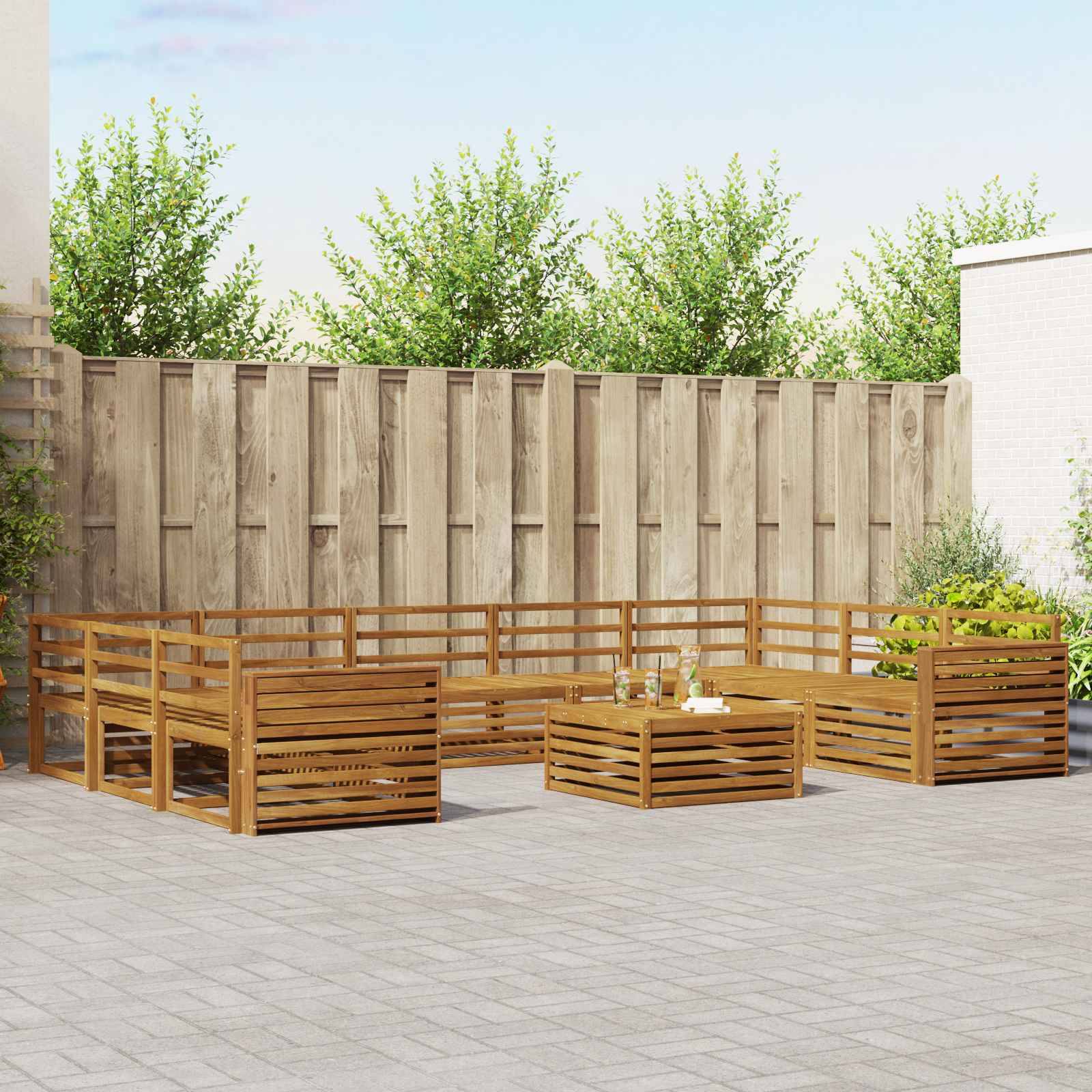 vidaXL Outdoor-Sofagarnitur 10 pcs Natur Massivholz Akazie