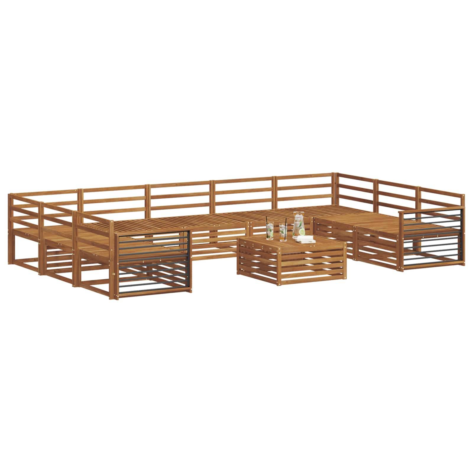 vidaXL Sofagarnituren 10 pcs Natur Massivholz Akazie