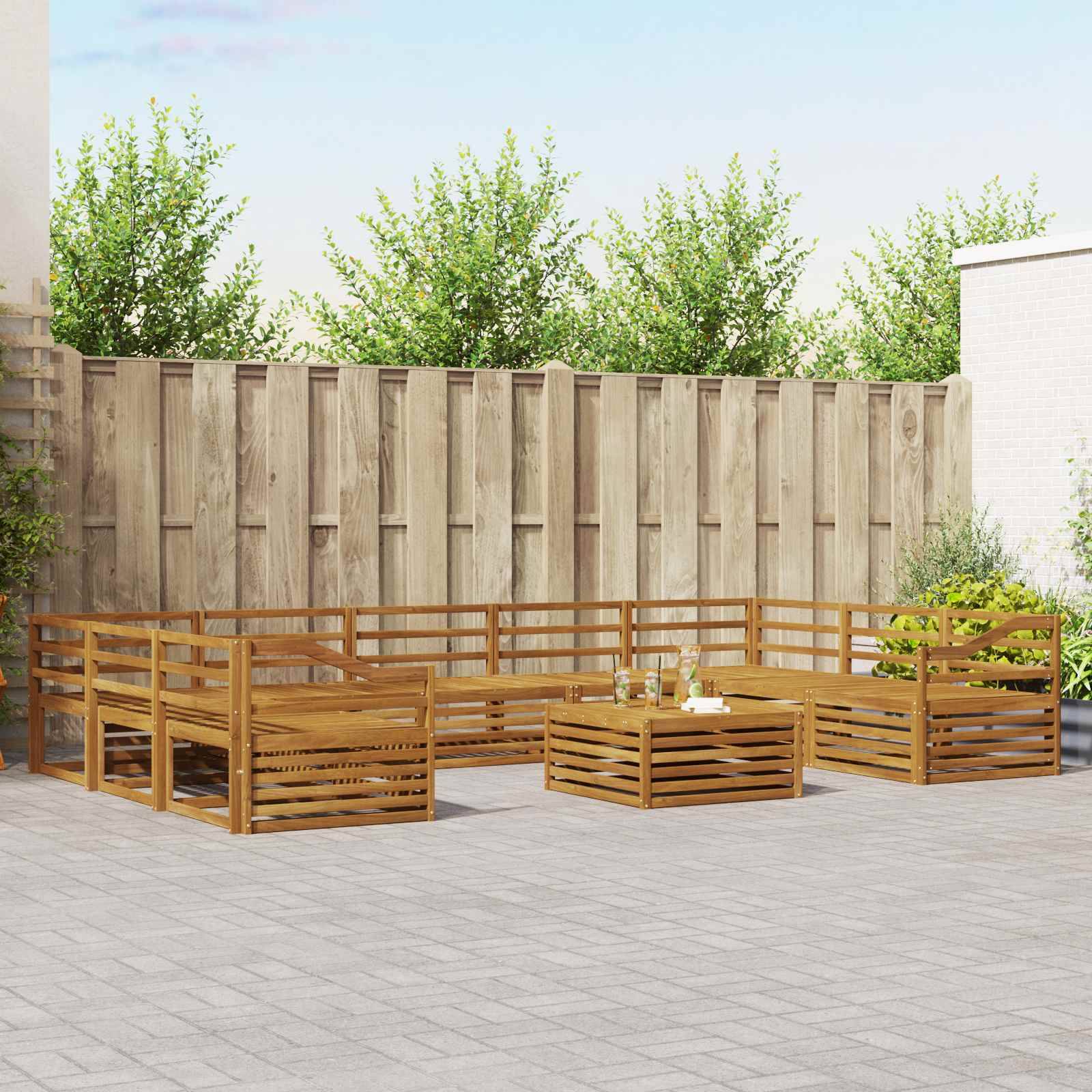 vidaXL Outdoor-Sofagarnitur 10 pcs Natur Massivholz Akazie