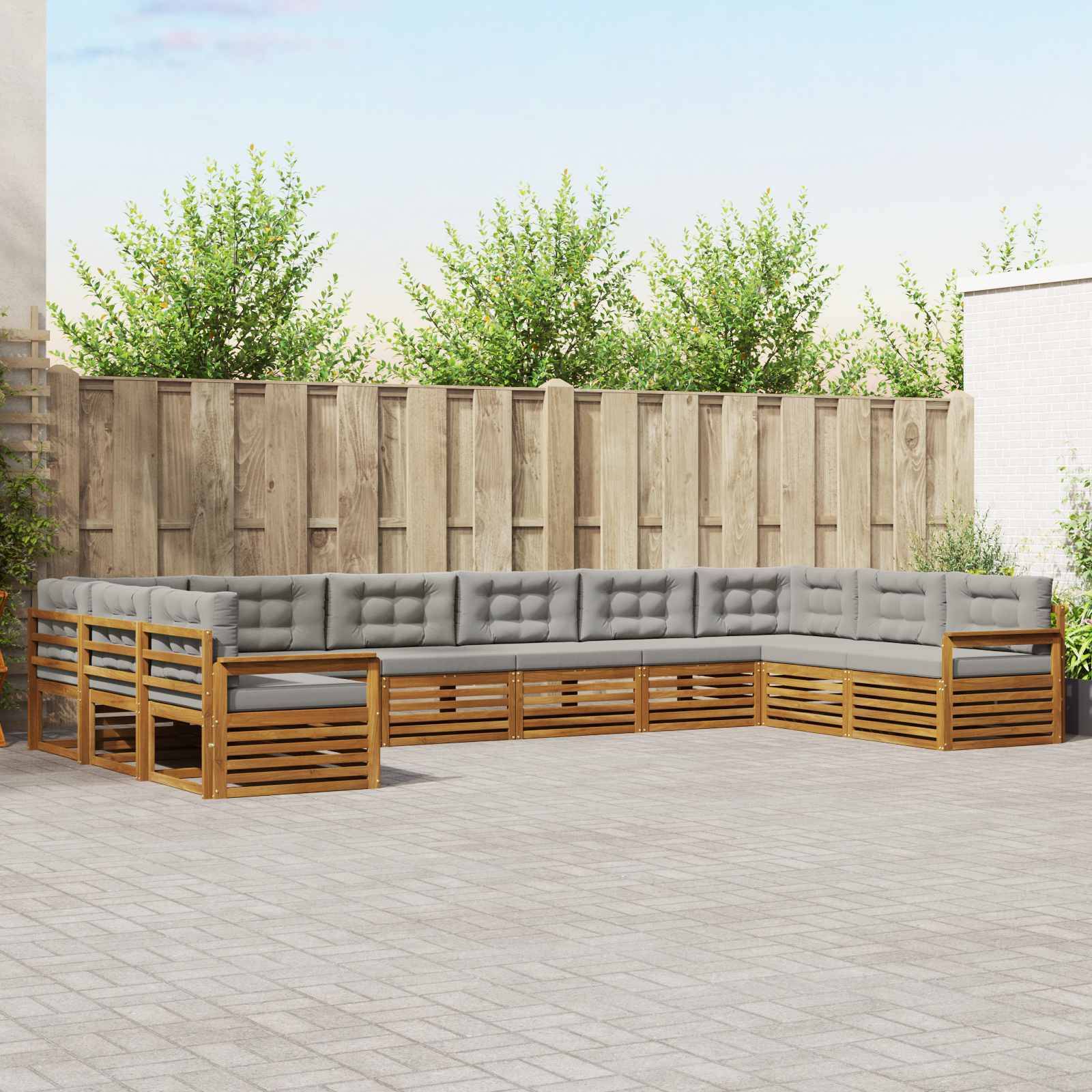 vidaXL Sofagarnituren 8 pcs Natürlich und Hellgrau Massivholz Akazie