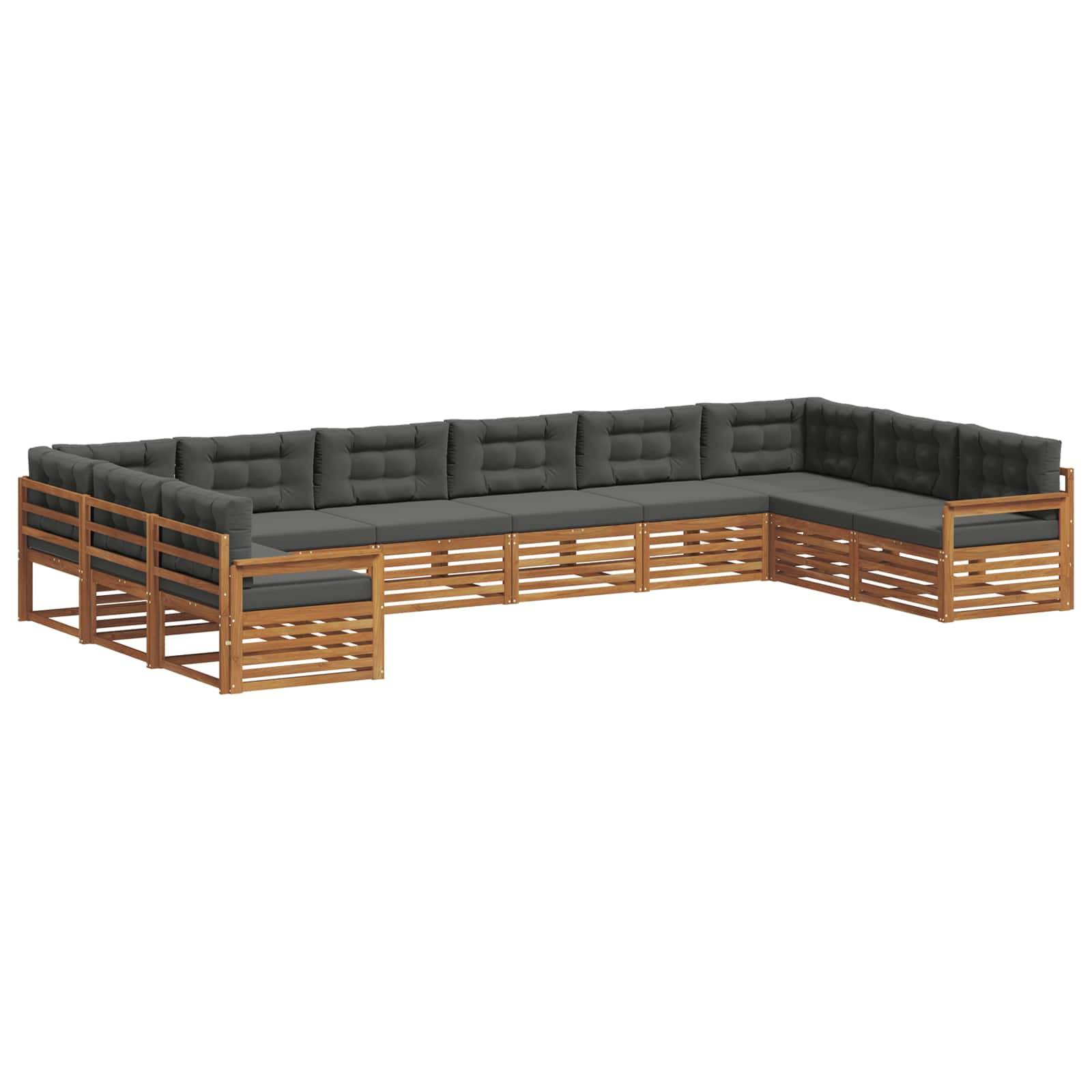 vidaXL Sofagarnituren 9 pcs Natur und Anthrazit Massivholz Akazie