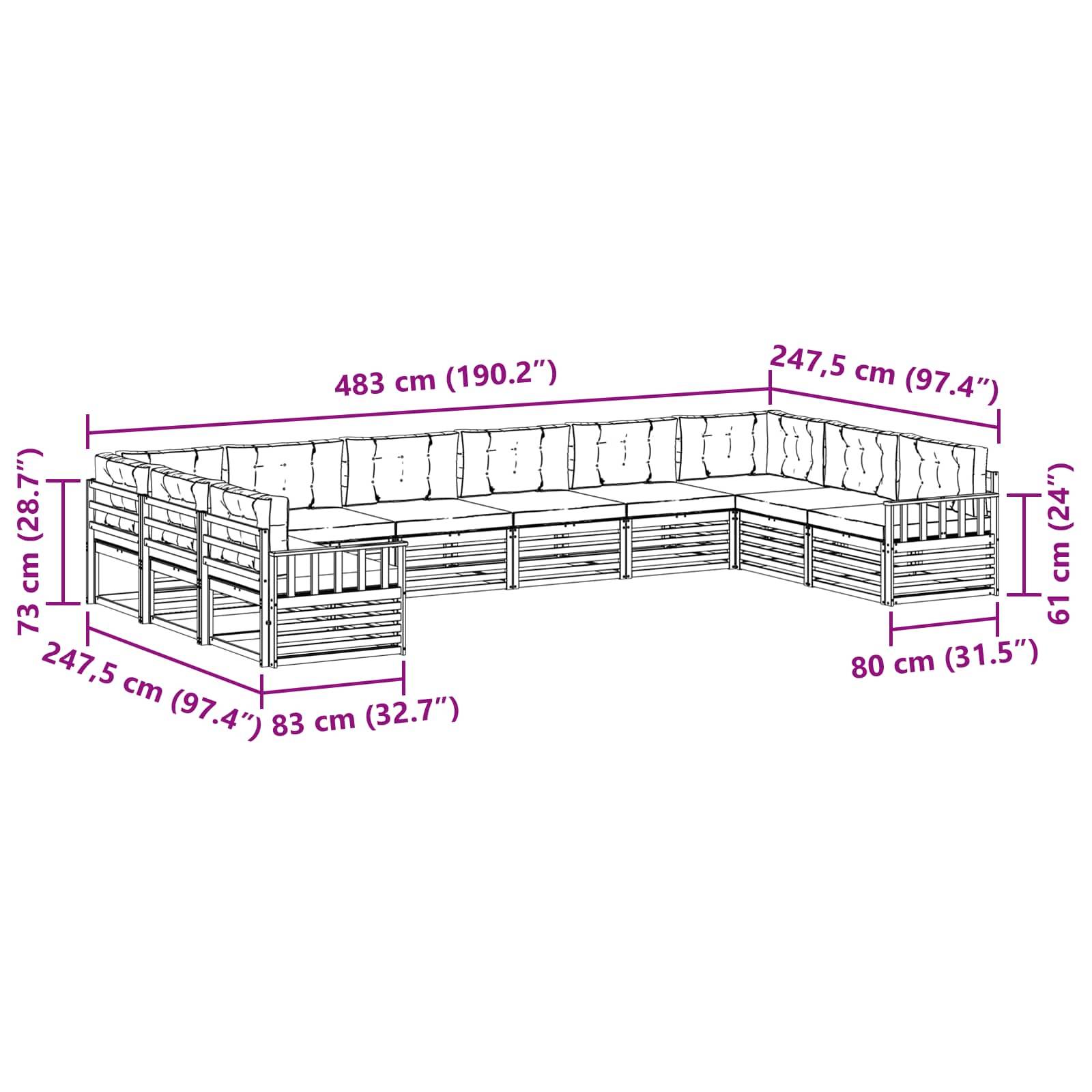 vidaXL Sofagarnituren 5 pcs Natur und Anthrazit Massivholz Akazie