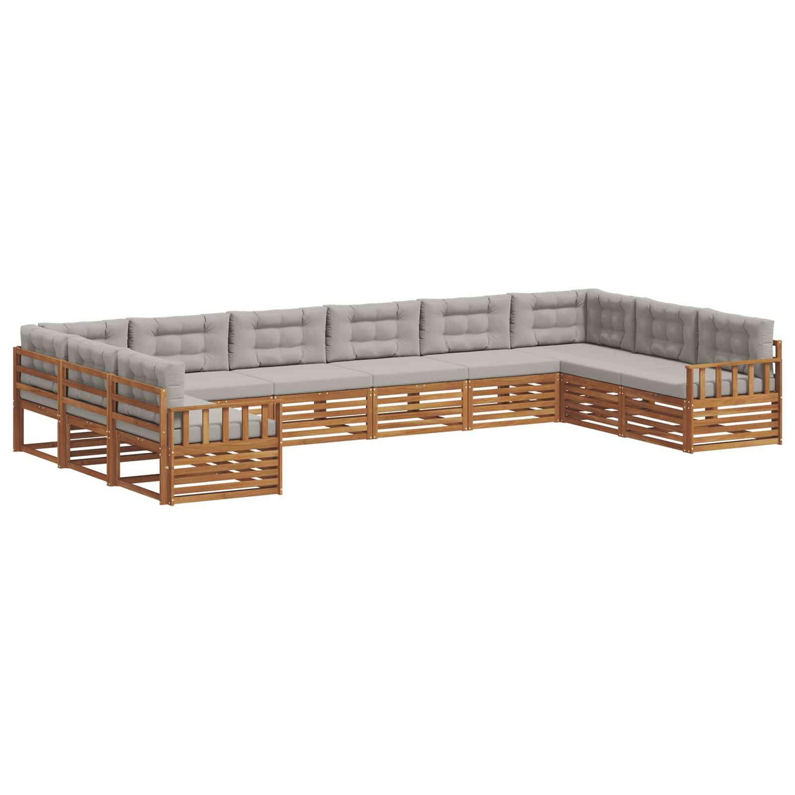 vidaXL Sofagarnituren 4 pcs Natürlich und Hellgrau Massivholz Akazie