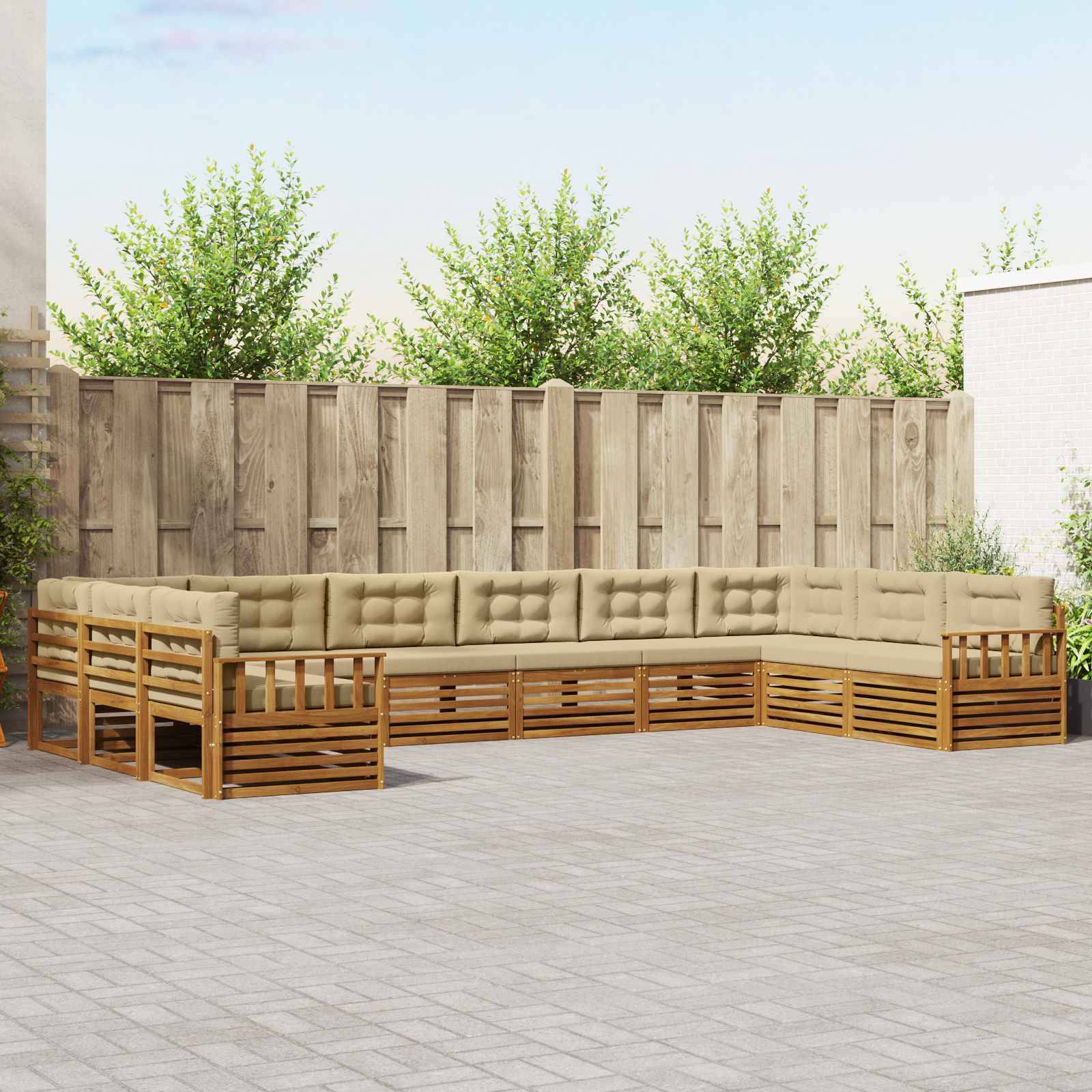 vidaXL Sofagarnituren 5 pcs Natur und Beige Massivholz Akazie