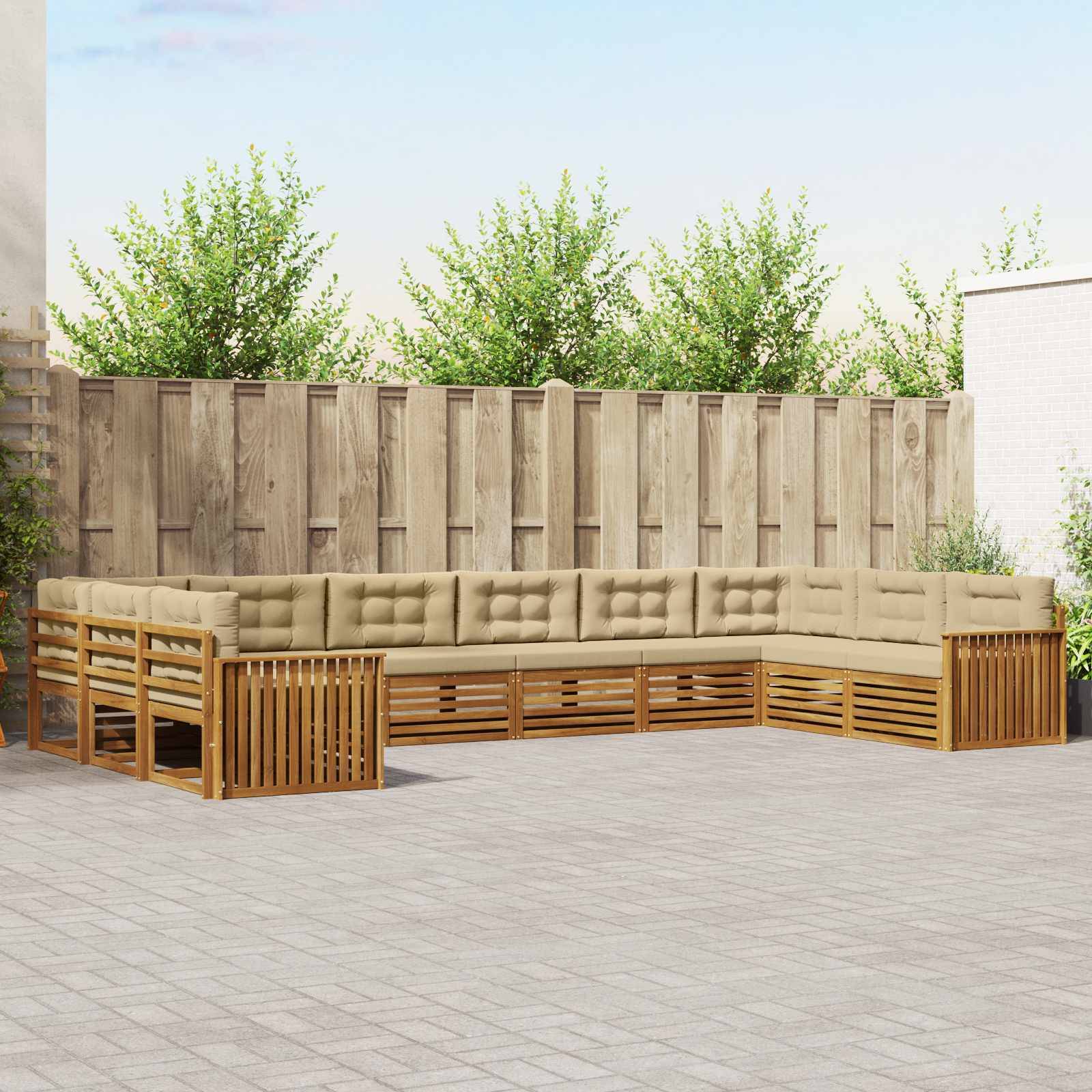 vidaXL Sofagarnituren 8 pcs Natur und Beige Massivholz Akazie