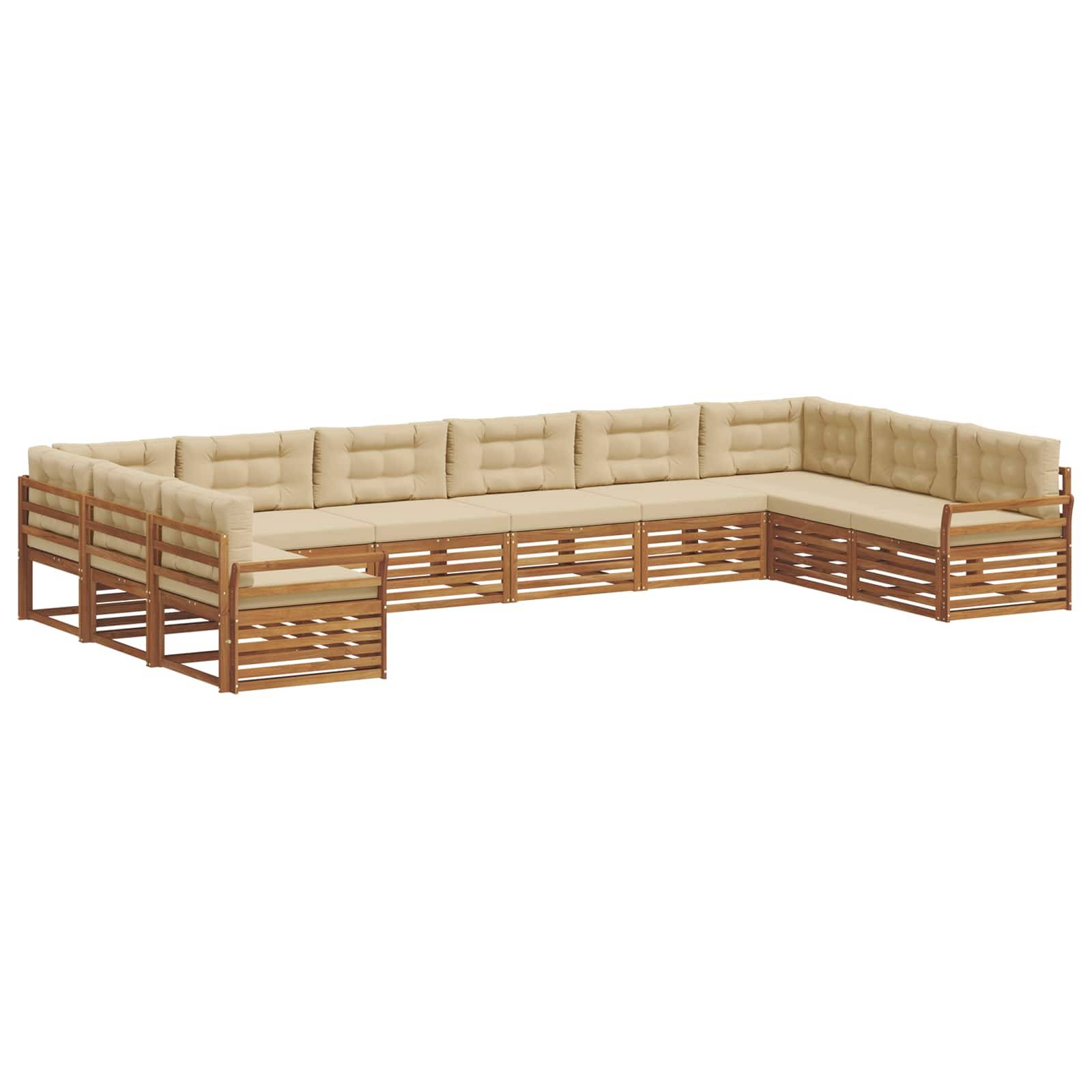 vidaXL Sofagarnituren 8 pcs Natur und Beige Massivholz Akazie