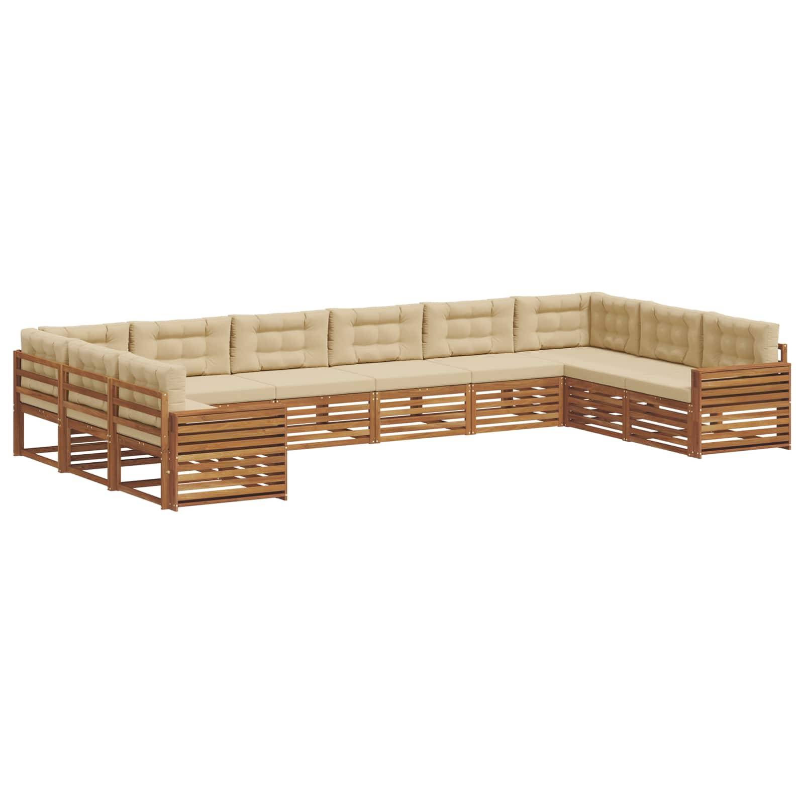 vidaXL Sofagarnituren 7 pcs Natur und Beige Massivholz Akazie